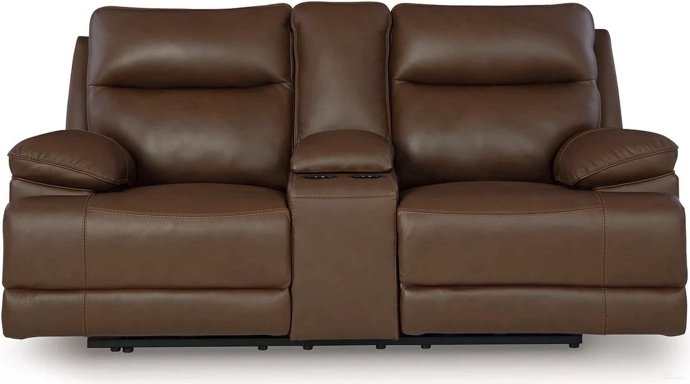 The appearance of VonRyan Power Reclining Loveseat In Tobacco designed by Signature Design by Ashley in the modern / contemporary interior design. This tobacco piece of furniture was selected by 1StopBedrooms from VonRyan Collection to add a touch of cosiness and style into your home. Sku: U1040018. Material: Leather Match.