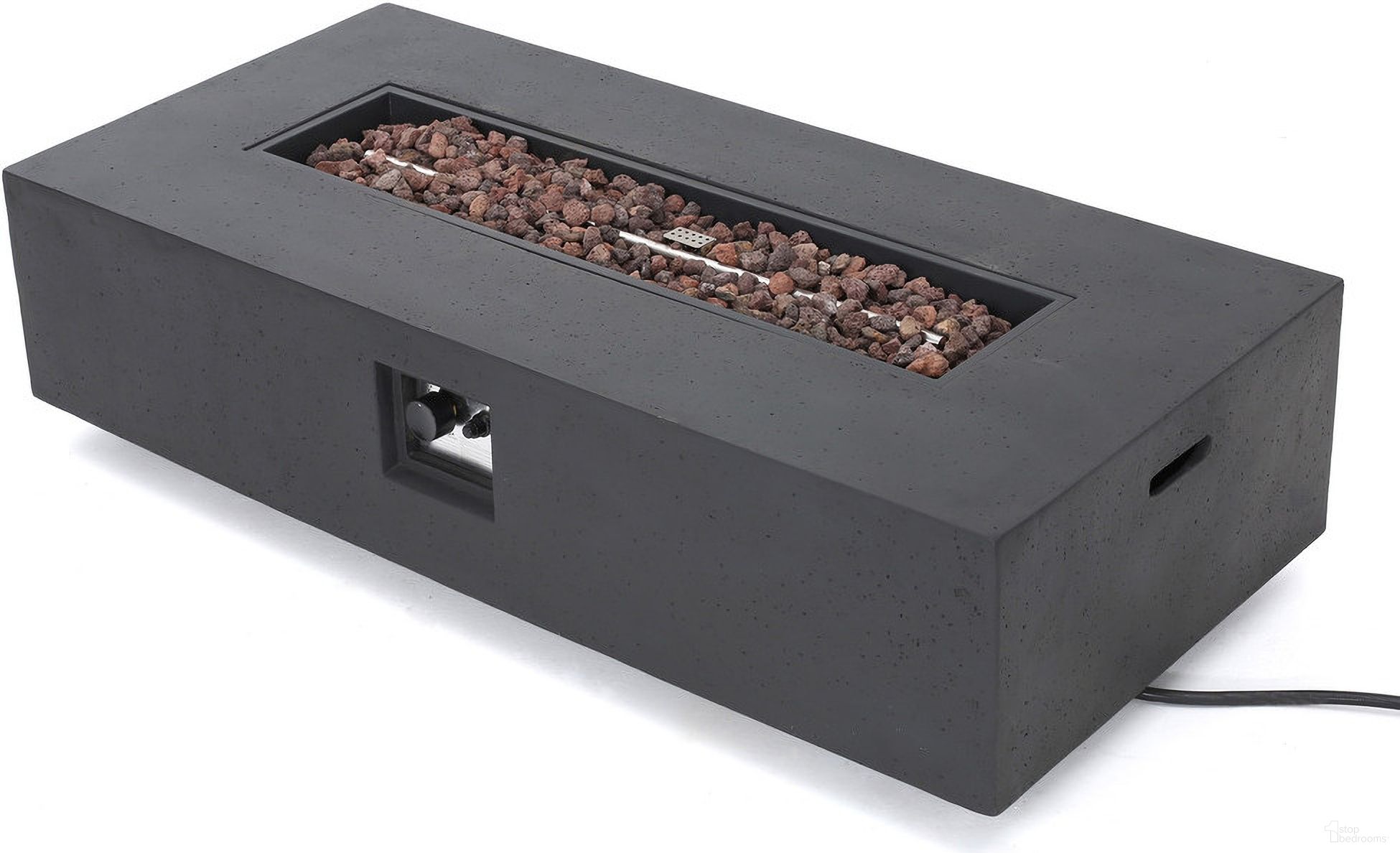 The appearance of Vortical 50 Thousand Btu Outdoor Rectangular Concrete Firepit In Dark Grey designed by Noble House in the modern / contemporary interior design. This dark grey piece of furniture was selected by 1StopBedrooms from Vortical Collection to add a touch of cosiness and style into your home. Sku: 59242.00-50K. Material: Magnesium Oxide.