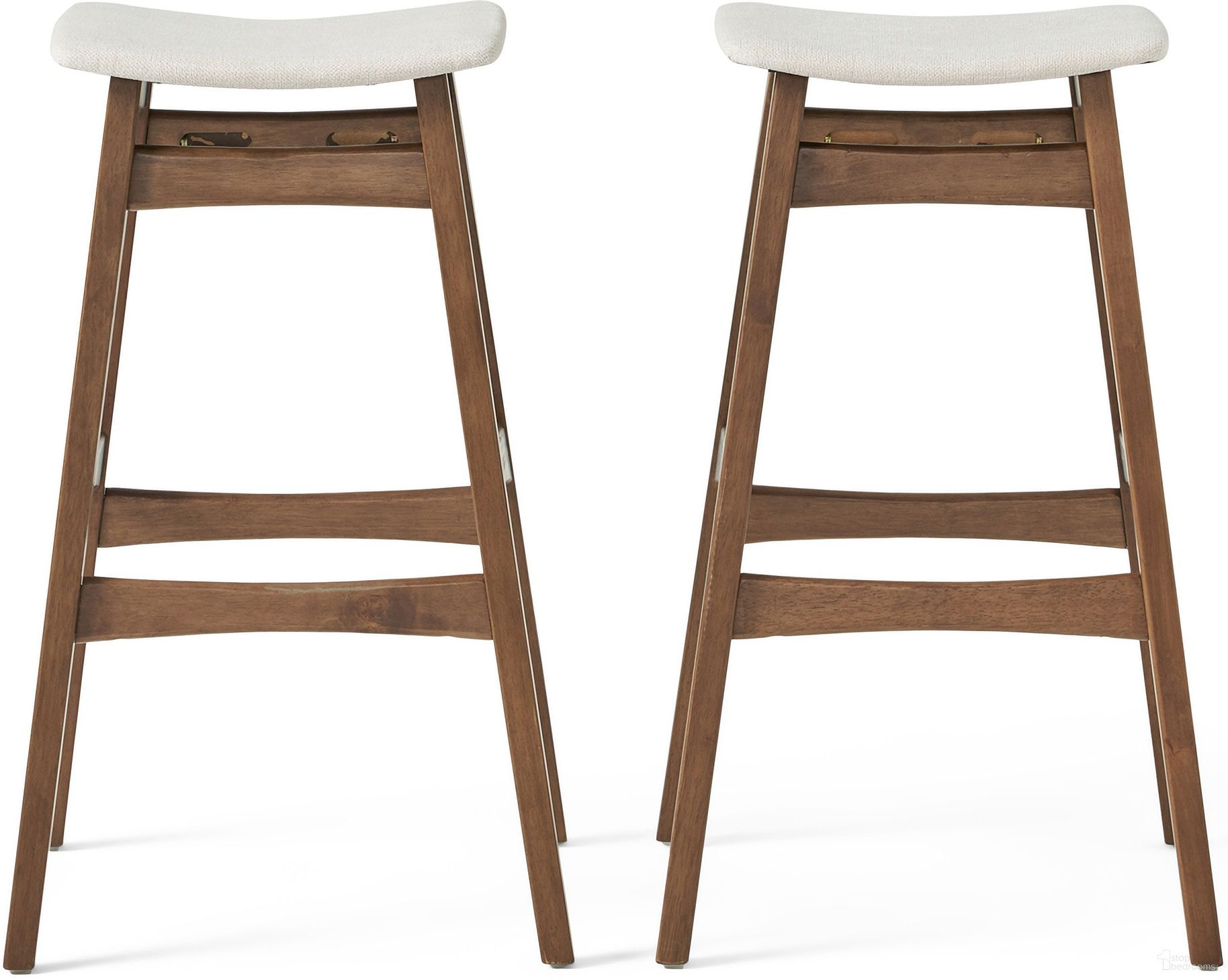 The appearance of Vorticity Upholstered Barstool with Convenient Footrests and Wood Legs Set of 2 In Light Beige designed by Noble House in the modern / contemporary interior design. This light beige piece of furniture  was selected by 1StopBedrooms from Vorticity Collection to add a touch of cosiness and style into your home. Sku: 58922.00WNT. Material: Fabric.
