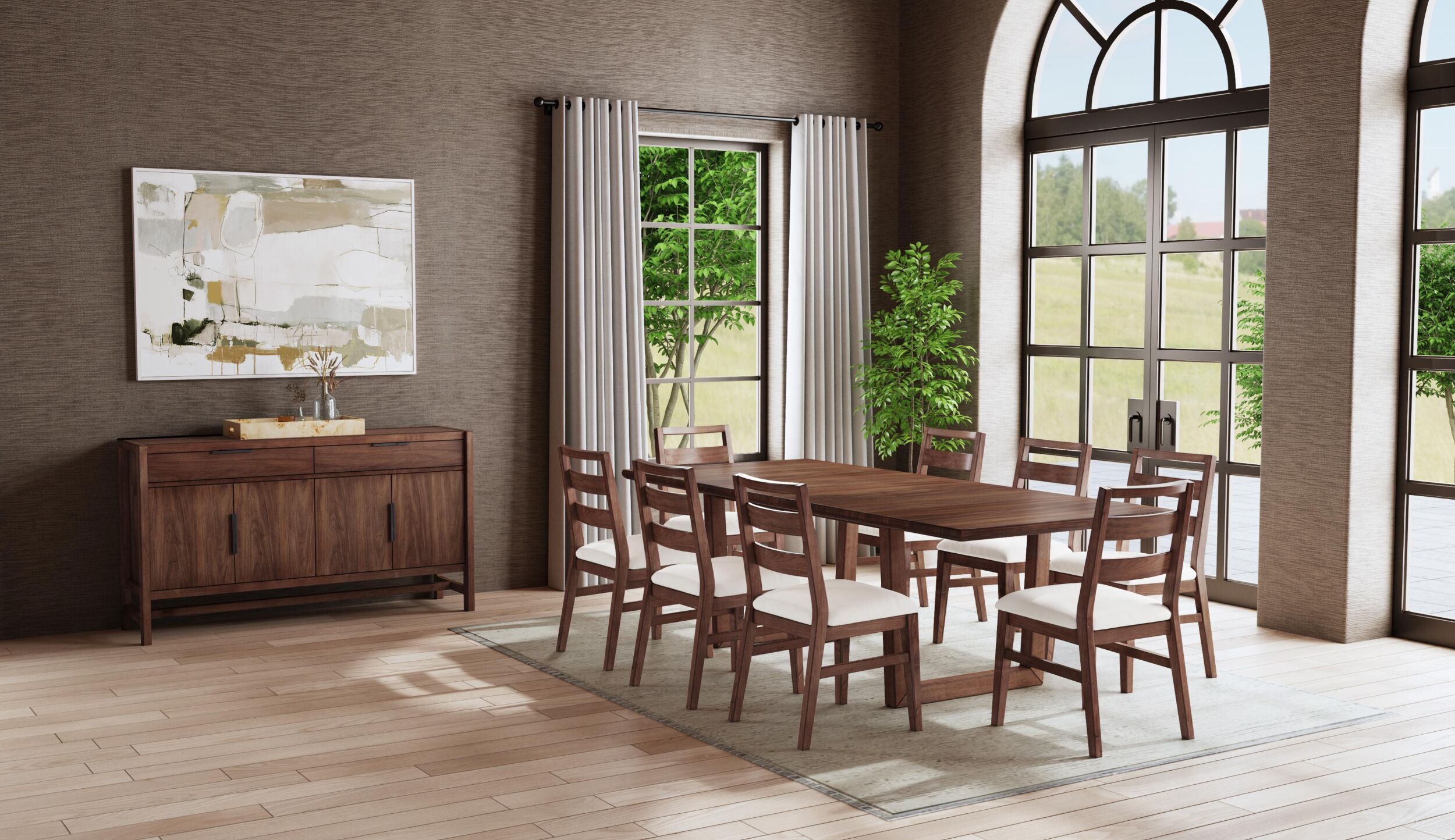 Voss 96 Inch Dining Room Set In Sable