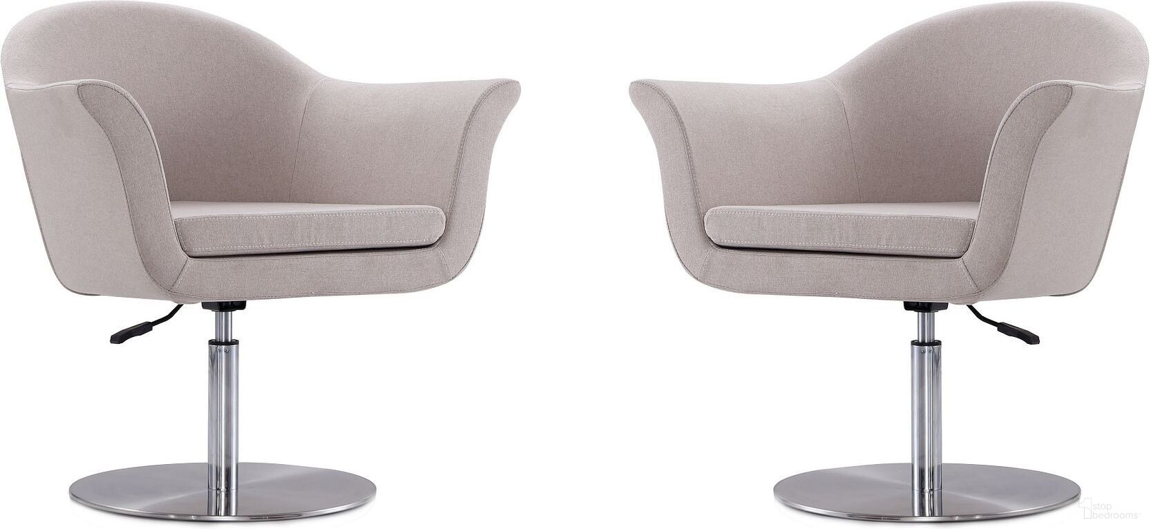 The appearance of Voyager Swivel Adjustable Accent Chair in Barley and Brushed Metal (Set of 2) designed by Manhattan Comfort in the modern / contemporary interior design. This barley piece of furniture was selected by 1StopBedrooms from Voyager Collection to add a touch of cosiness and style into your home. Sku: AC051-BA;AC051-BA. Material: Metal.