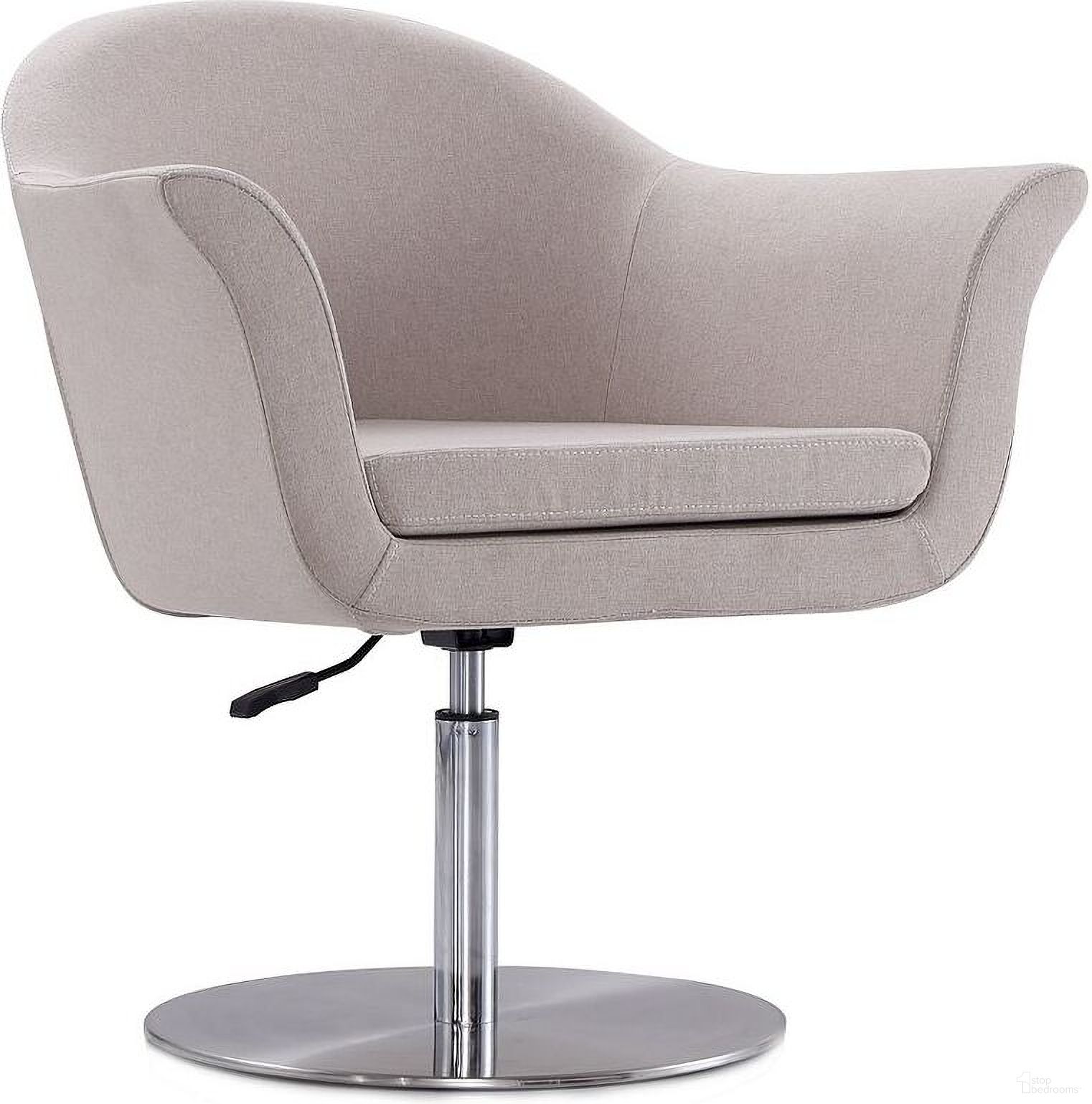The appearance of Voyager Swivel Adjustable Accent Chair in Barley and Brushed Metal designed by Manhattan Comfort in the modern / contemporary interior design. This barley piece of furniture  was selected by 1StopBedrooms from Voyager Collection to add a touch of cosiness and style into your home. Sku: AC051-BA. Material: Metal.