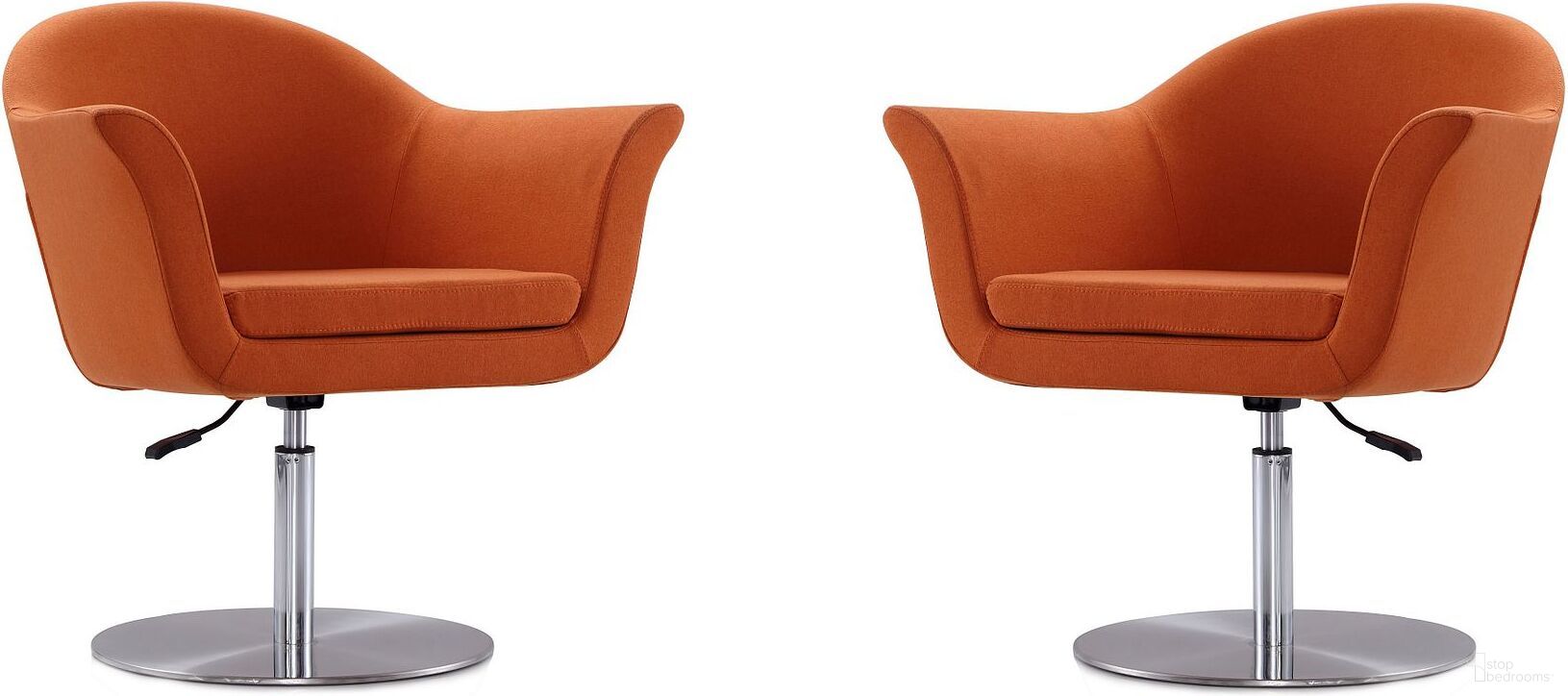 The appearance of Voyager Swivel Adjustable Accent Chair in Orange and Brushed Metal (Set of 2) designed by Manhattan Comfort in the modern / contemporary interior design. This orange piece of furniture was selected by 1StopBedrooms from Voyager Collection to add a touch of cosiness and style into your home. Sku: AC051-OR;AC051-OR. Material: Metal.