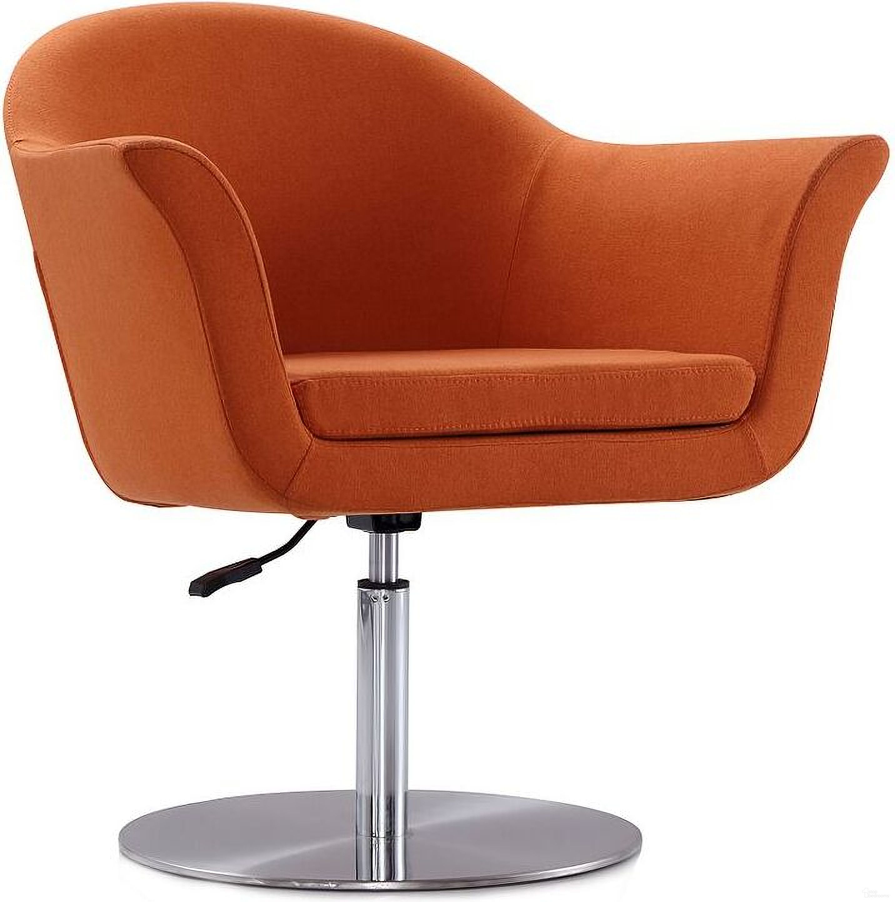 The appearance of Voyager Swivel Adjustable Accent Chair in Orange and Brushed Metal designed by Manhattan Comfort in the modern / contemporary interior design. This orange piece of furniture was selected by 1StopBedrooms from Voyager Collection to add a touch of cosiness and style into your home. Sku: AC051-OR. Material: Metal.