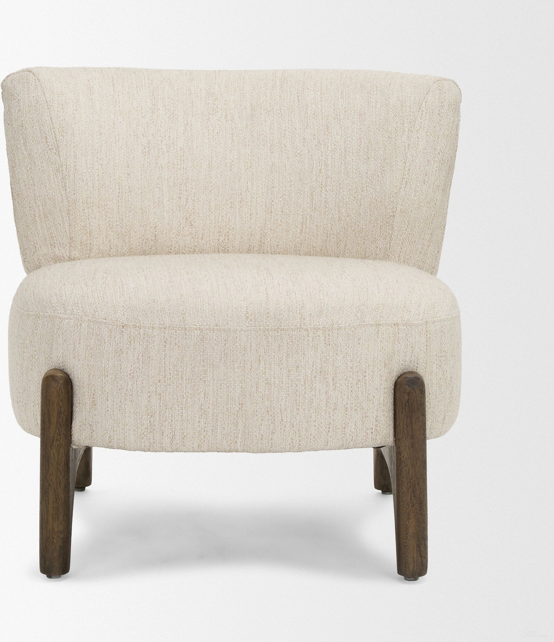 The appearance of Vyra Wood with Fabric Accent Chair In Beige designed by Mercana in the modern / contemporary interior design. This beige piece of furniture  was selected by 1StopBedrooms from Vyra Collection to add a touch of cosiness and style into your home. Sku: 71017. Material: Fabric.
