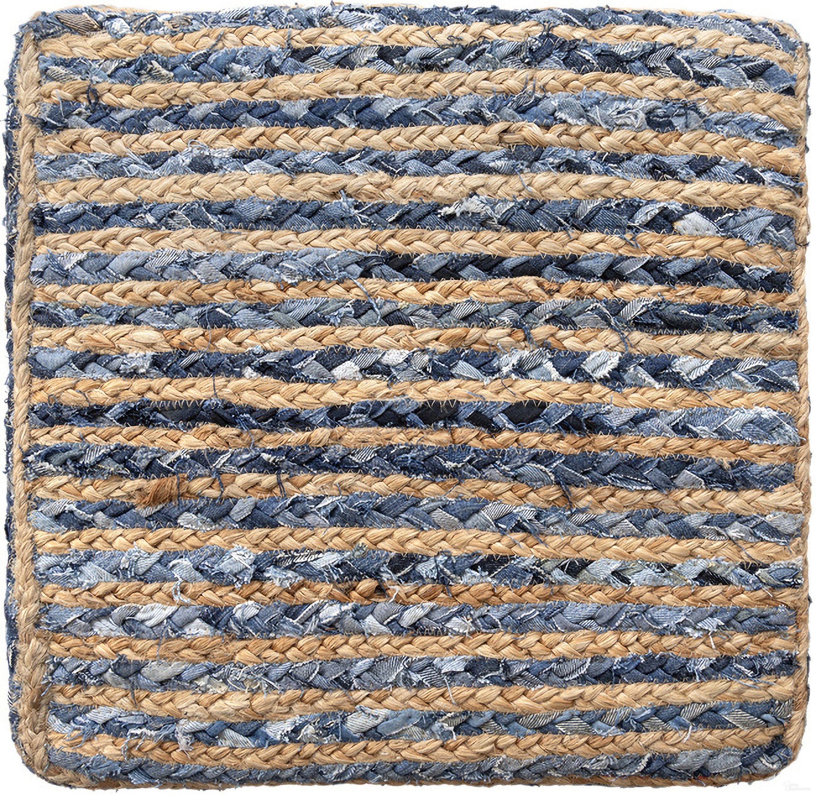 The appearance of Vysta Striped Hand-Woven Cotton/Jute Square Ottoman Pouf In Denim and Beige designed by Rajani Home in the country / farmhouse interior design. This denim and beige piece of furniture was selected by 1StopBedrooms from Bova Collection to add a touch of cosiness and style into your home. Sku: 0C607659G03048. Material: Cotton.