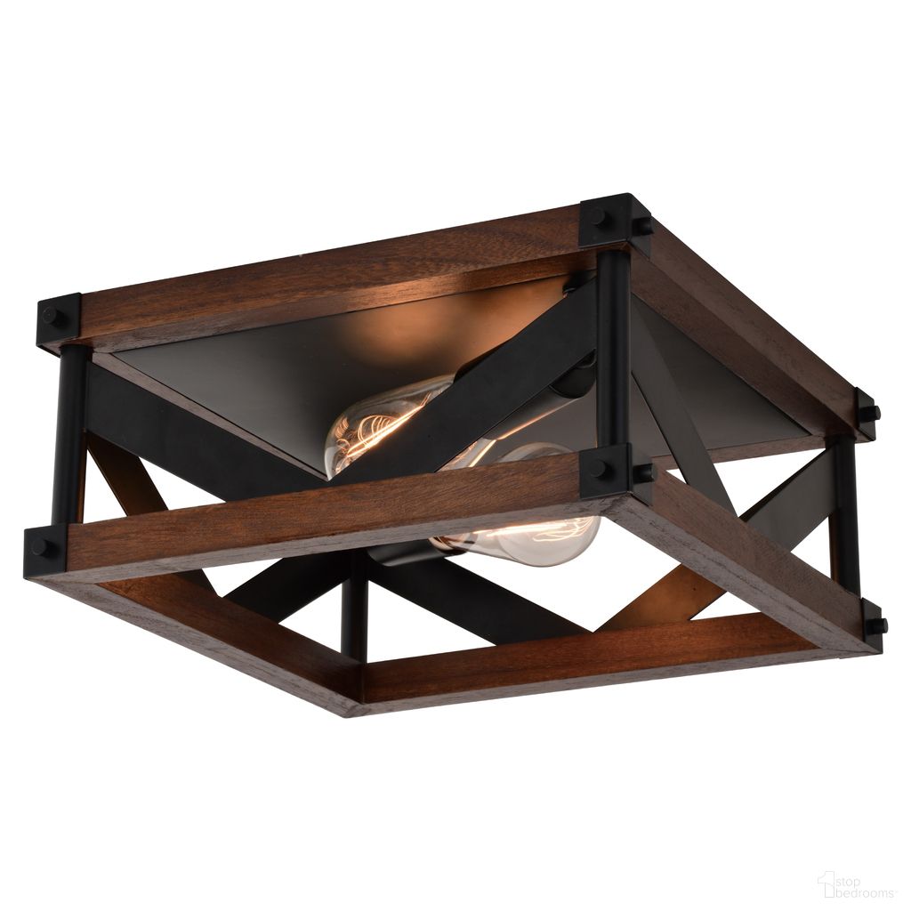 The appearance of Wade 13 Inch 2 Light Flush Mount In Matte Black and Sycamore designed by Vaxcel in the rustic / southwestern interior design. This matte black/sycamore piece of furniture  was selected by 1StopBedrooms from Wade Collection to add a touch of cosiness and style into your home. Sku: C0260. Material: Steel.