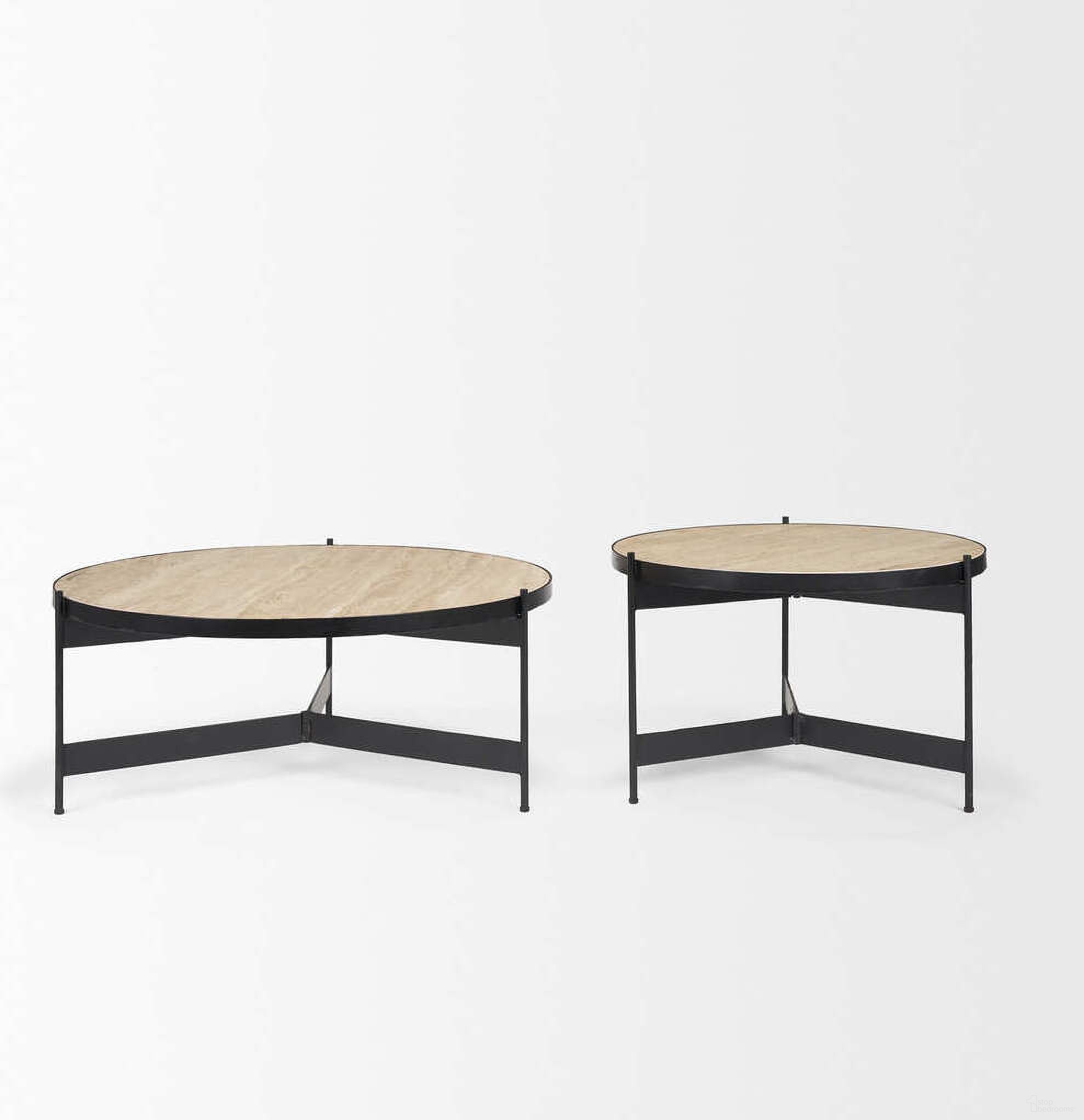 The appearance of Wade Travertine Marble And Metal Coffee Tables In Black and Beige designed by Mercana in the industrial interior design. This black and beige piece of furniture  was selected by 1StopBedrooms from Wade Collection to add a touch of cosiness and style into your home. Sku: 71042-AB. Material: Metal.