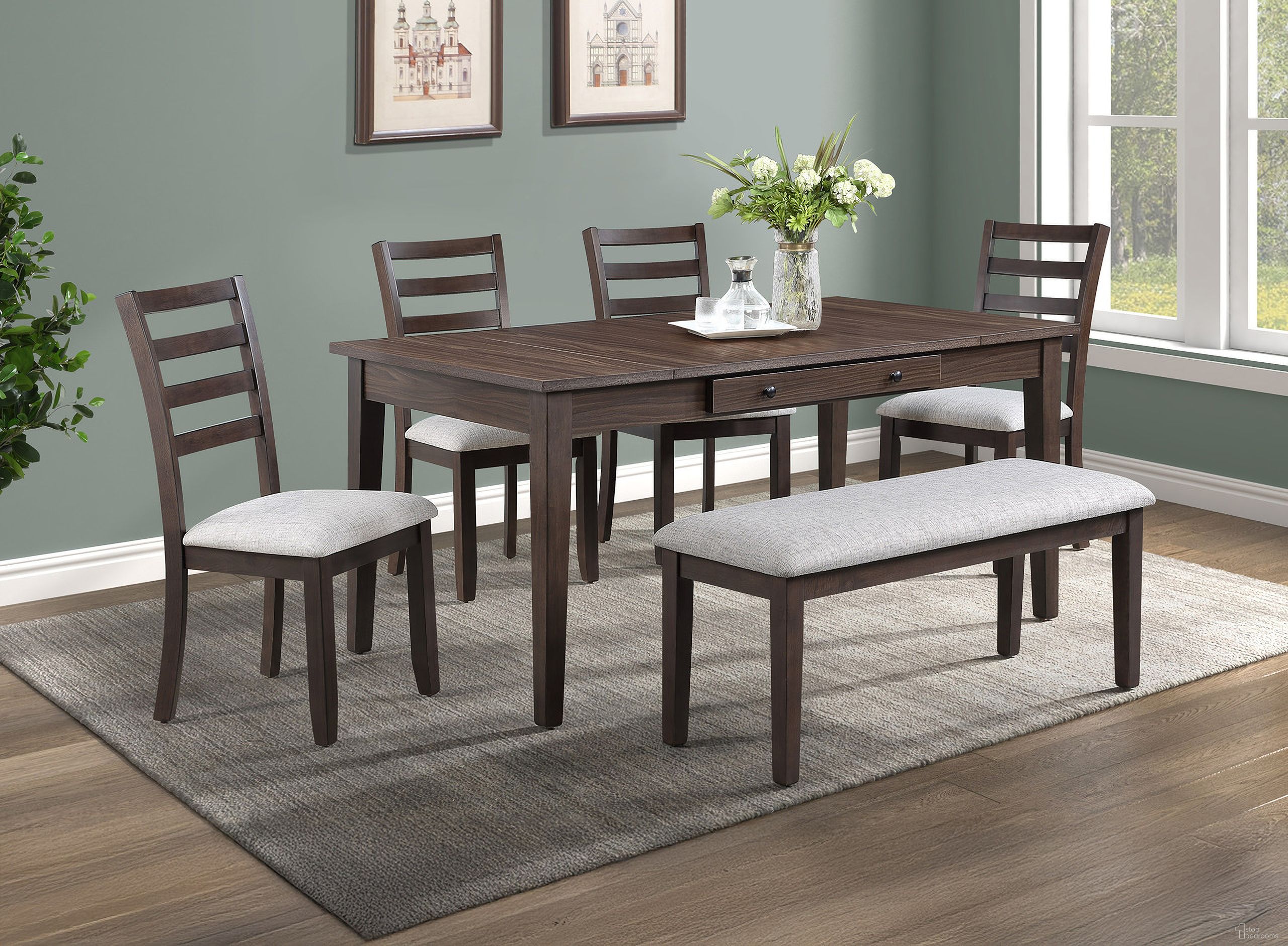 The appearance of Wagner Dining Room Set with Storage In Brown designed by Crown Mark in the transitional interior design. This brown piece of furniture  was selected by 1StopBedrooms from Wagner Collection to add a touch of cosiness and style into your home. Sku: 2326T-3666;2326S. Material: MDF. Table Top Shape: Rectangular. Size: 36" x 66".