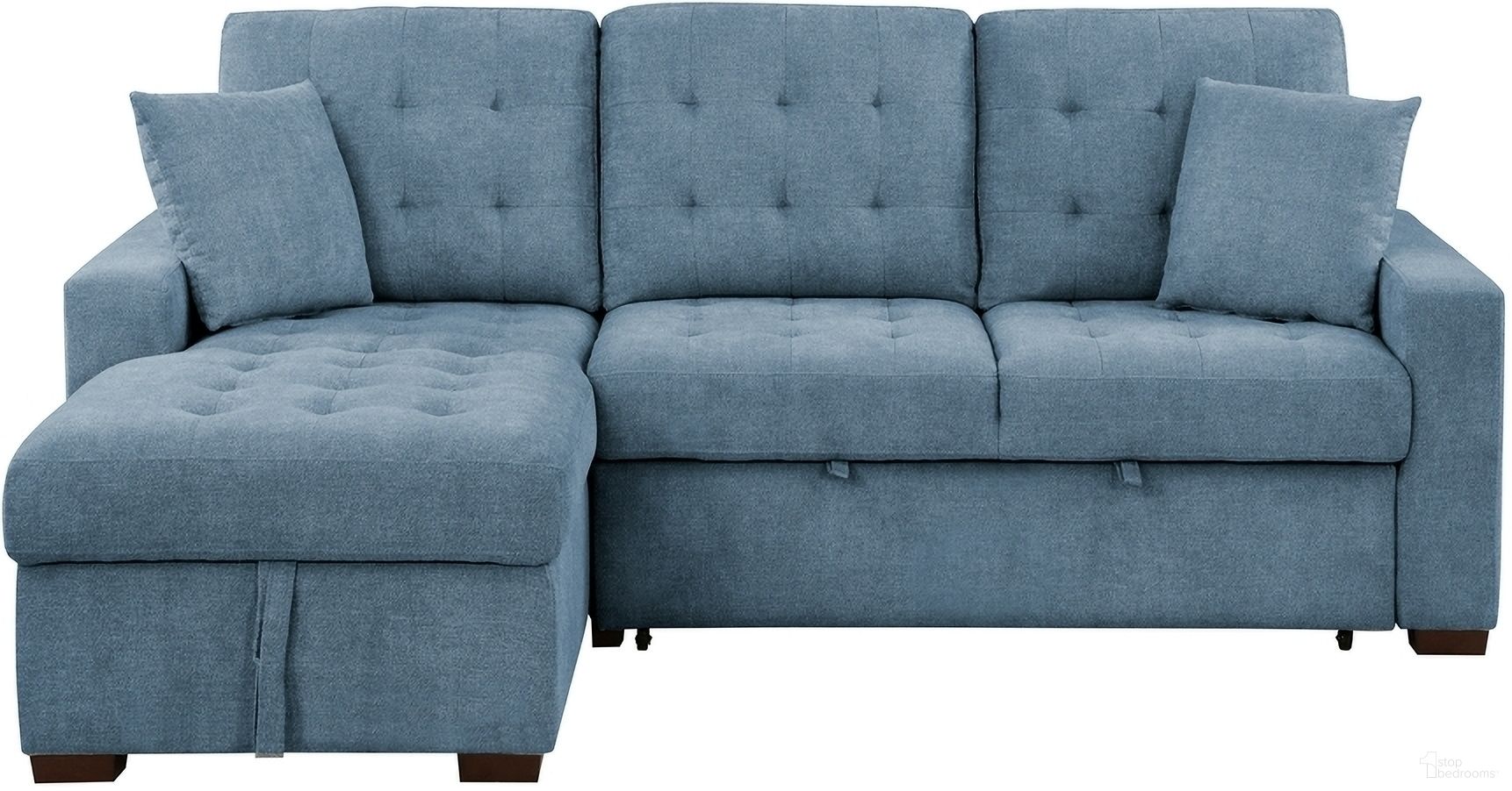 The appearance of Waitsfield 2-Piece Sectional with Left Chaise, Pull-out Bed and Hidden Storage In Blue designed by Homelegance in the modern / contemporary interior design. This blue piece of furniture was selected by 1StopBedrooms from Waitsfield Collection to add a touch of cosiness and style into your home. Sku: 9816BU-RL;9816BU-LC. Material: Textured. Layout: Sofa & Chaise.