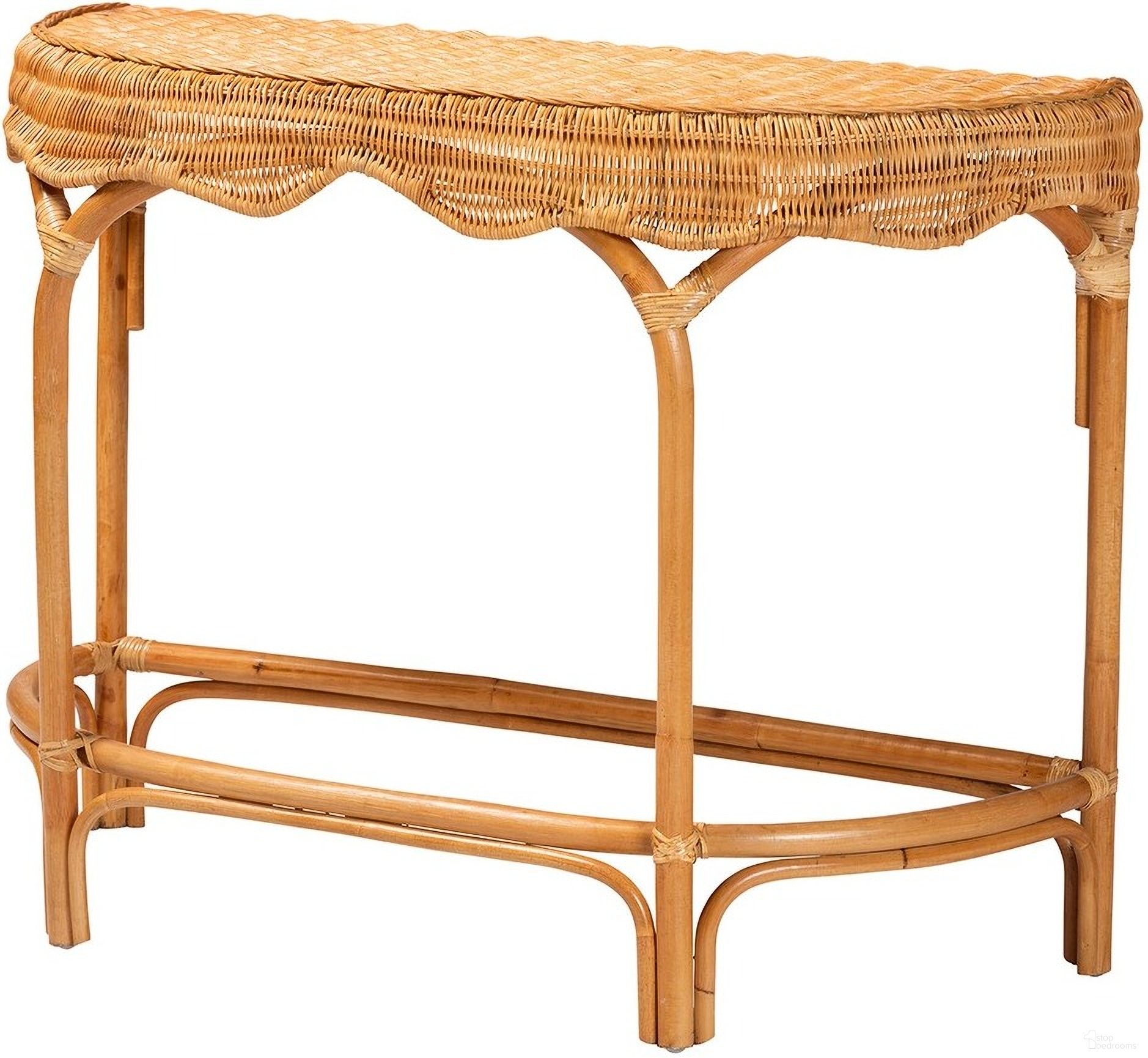 Wakana Rattan Console Table In Natural Brown