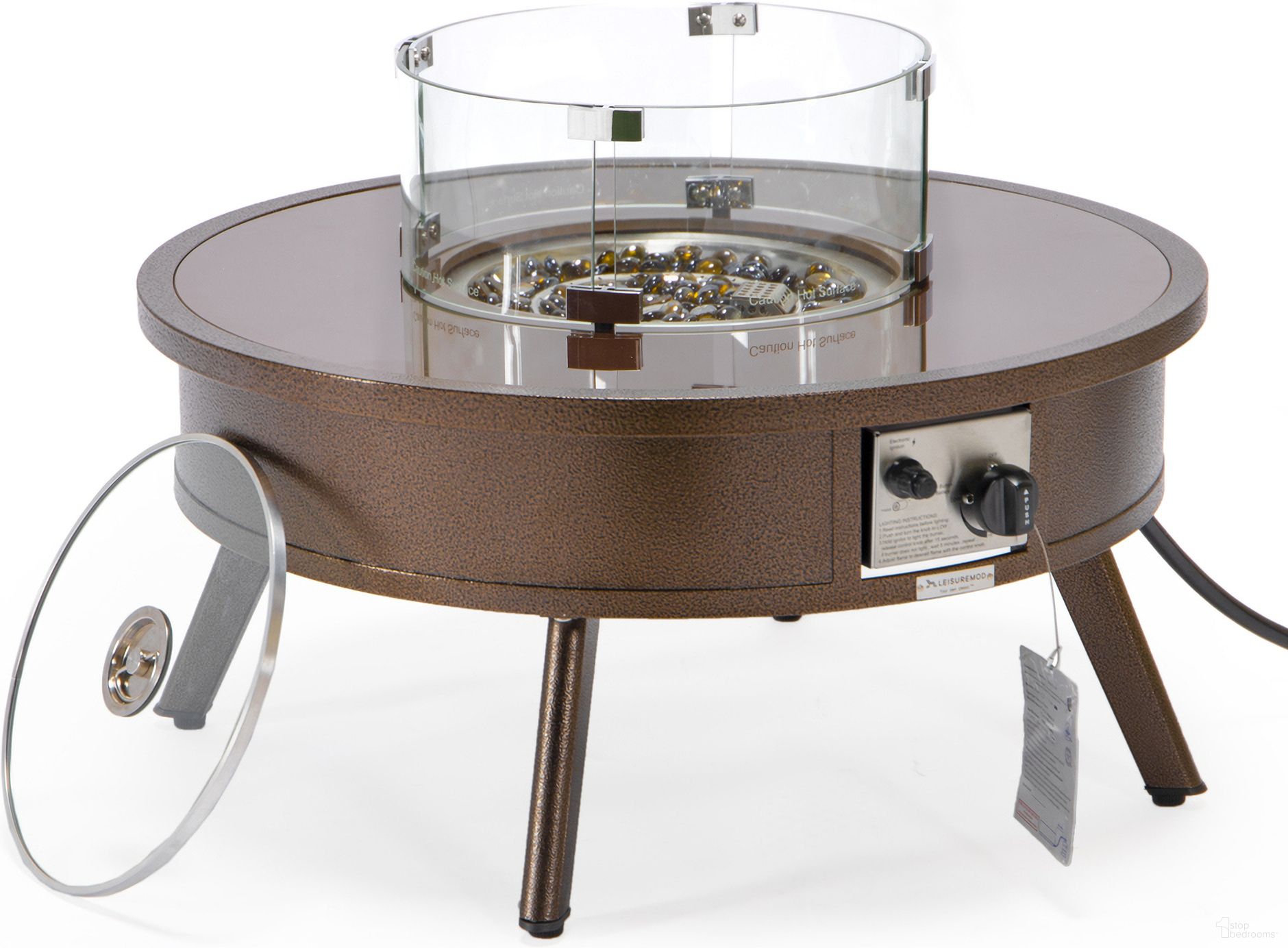 The appearance of Walbrooke Outdoor Patio Round Fire Pit Side Table In Brown designed by LeisureMod in the modern / contemporary interior design. This brown piece of furniture  was selected by 1StopBedrooms from Walbrooke Collection to add a touch of cosiness and style into your home. Sku: WBR-29-GL. Material: Aluminum.