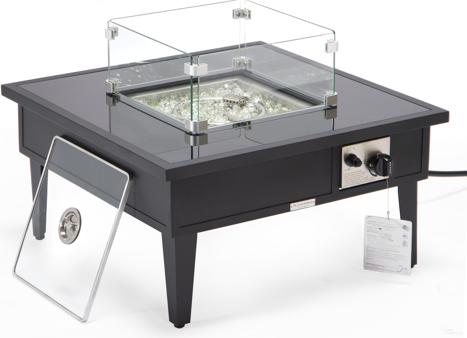 The appearance of Walbrooke Outdoor Patio Square Fire Pit Side Table In Black designed by LeisureMod in the modern / contemporary interior design. This black piece of furniture was selected by 1StopBedrooms from Walbrooke Collection to add a touch of cosiness and style into your home. Sku: WBL-27-GL. Material: Aluminum.