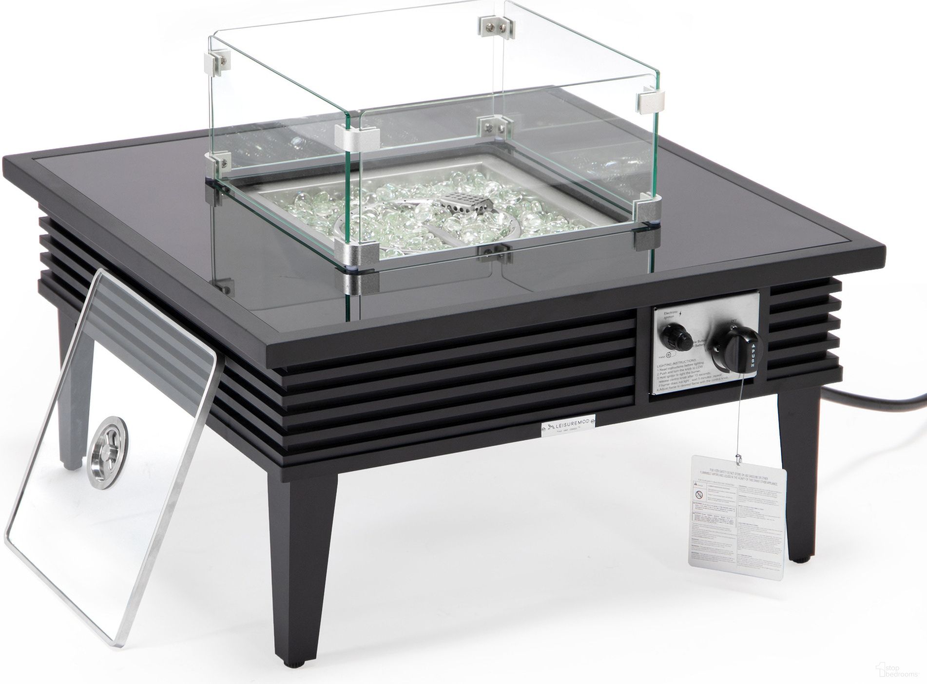 The appearance of Walbrooke Outdoor Patio Square Slats Design Fire Pit Side Table In Black designed by LeisureMod in the modern / contemporary interior design. This black piece of furniture was selected by 1StopBedrooms from Walbrooke Collection to add a touch of cosiness and style into your home. Sku: WBLS-27-GL. Material: Aluminum.