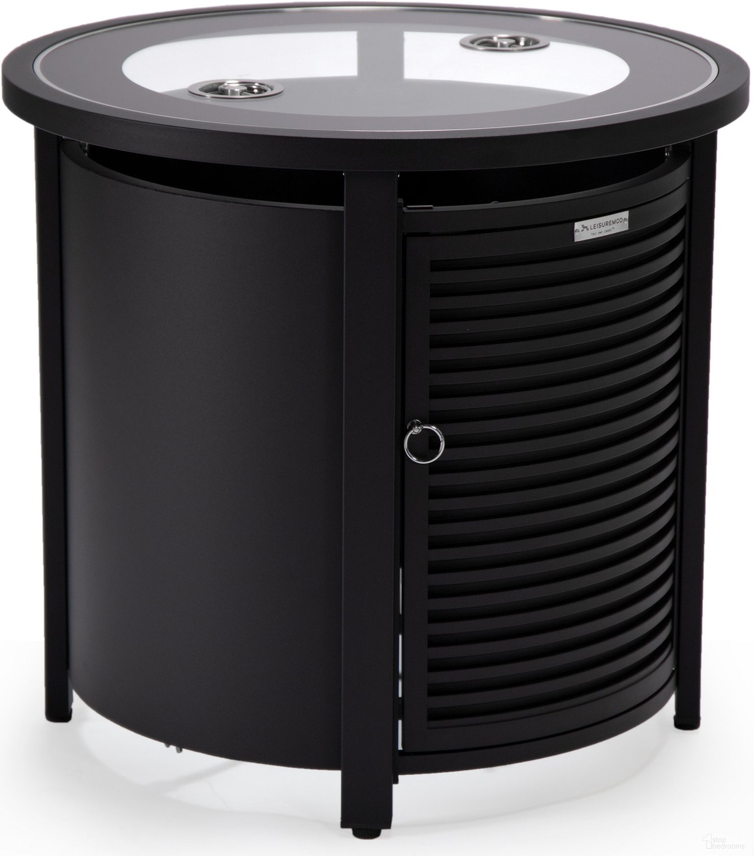 The appearance of Walbrooke Patio Round Tank Holder Slat Design In Black designed by LeisureMod in the modern / contemporary interior design. This black piece of furniture was selected by 1StopBedrooms from Walbrooke Collection to add a touch of cosiness and style into your home. Sku: WHS24BL. Material: Aluminum.