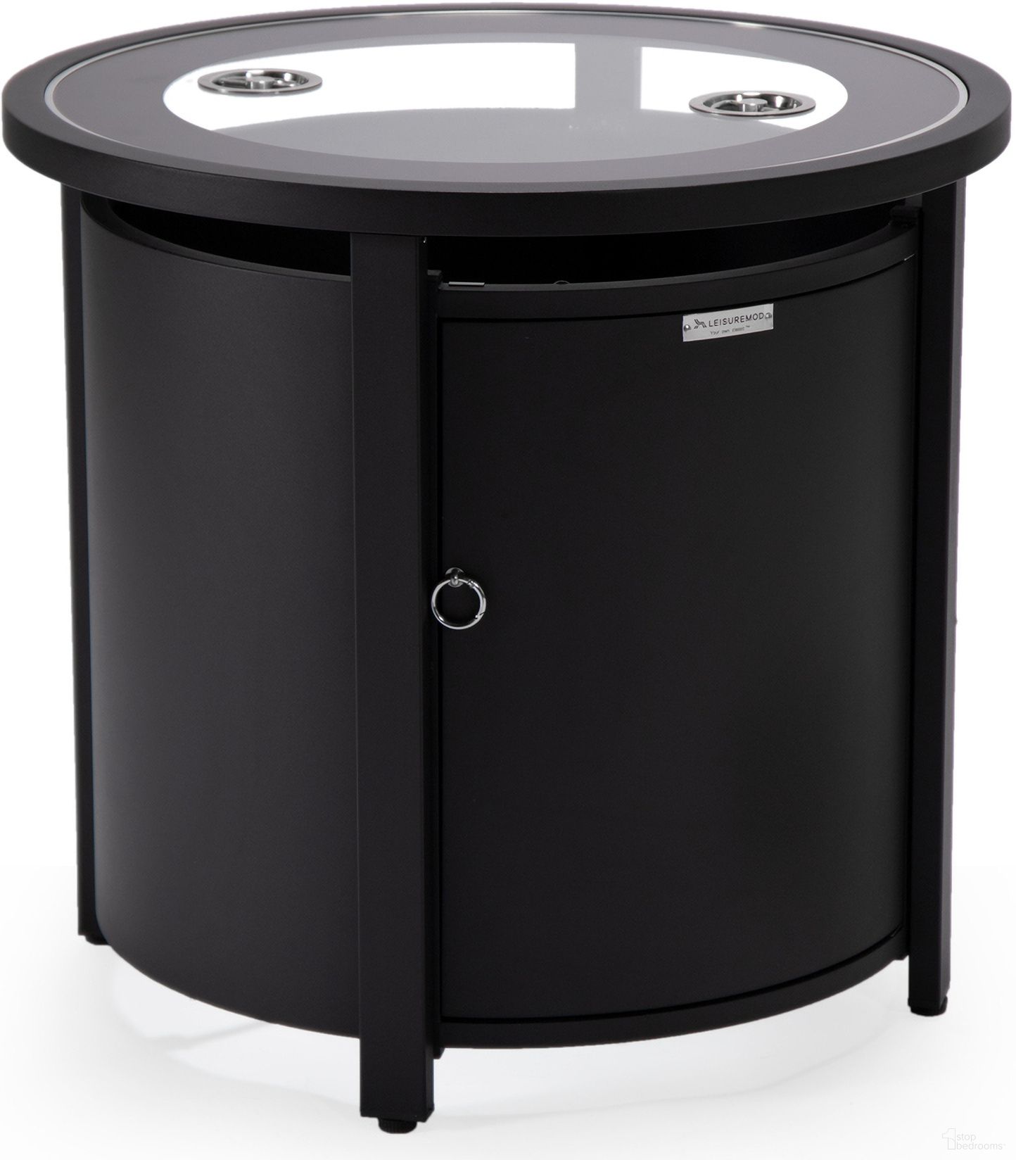 The appearance of Walbrooke Patio Round Tank Holder In Black designed by LeisureMod in the modern / contemporary interior design. This black piece of furniture  was selected by 1StopBedrooms from Walbrooke Collection to add a touch of cosiness and style into your home. Sku: WH24BL. Material: Aluminum.