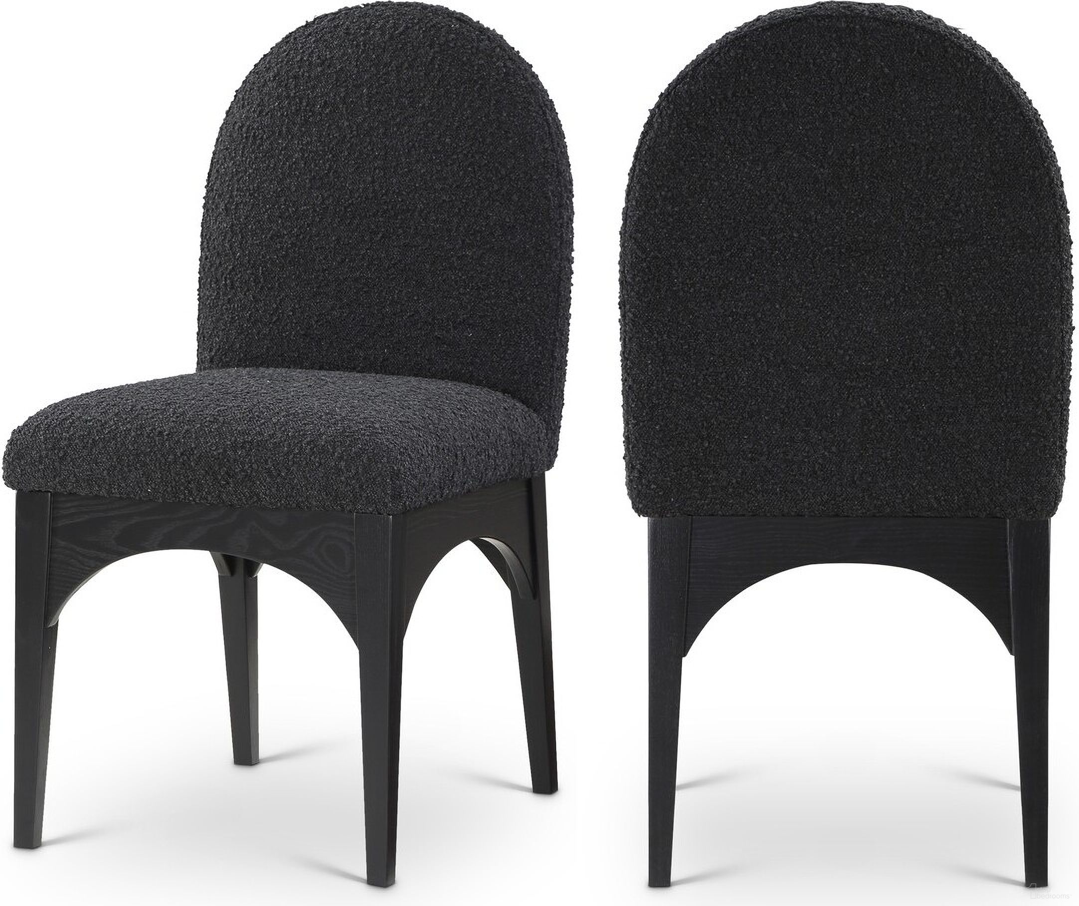 The appearance of Waldorf Boucle Fabric Dining Side Chair In Black designed by Meridian in the modern / contemporary interior design. This black piece of furniture was selected by 1StopBedrooms from Waldorf Collection to add a touch of cosiness and style into your home. Sku: 381Black-SC. Material: Wood. Chair Type: Side Chair.