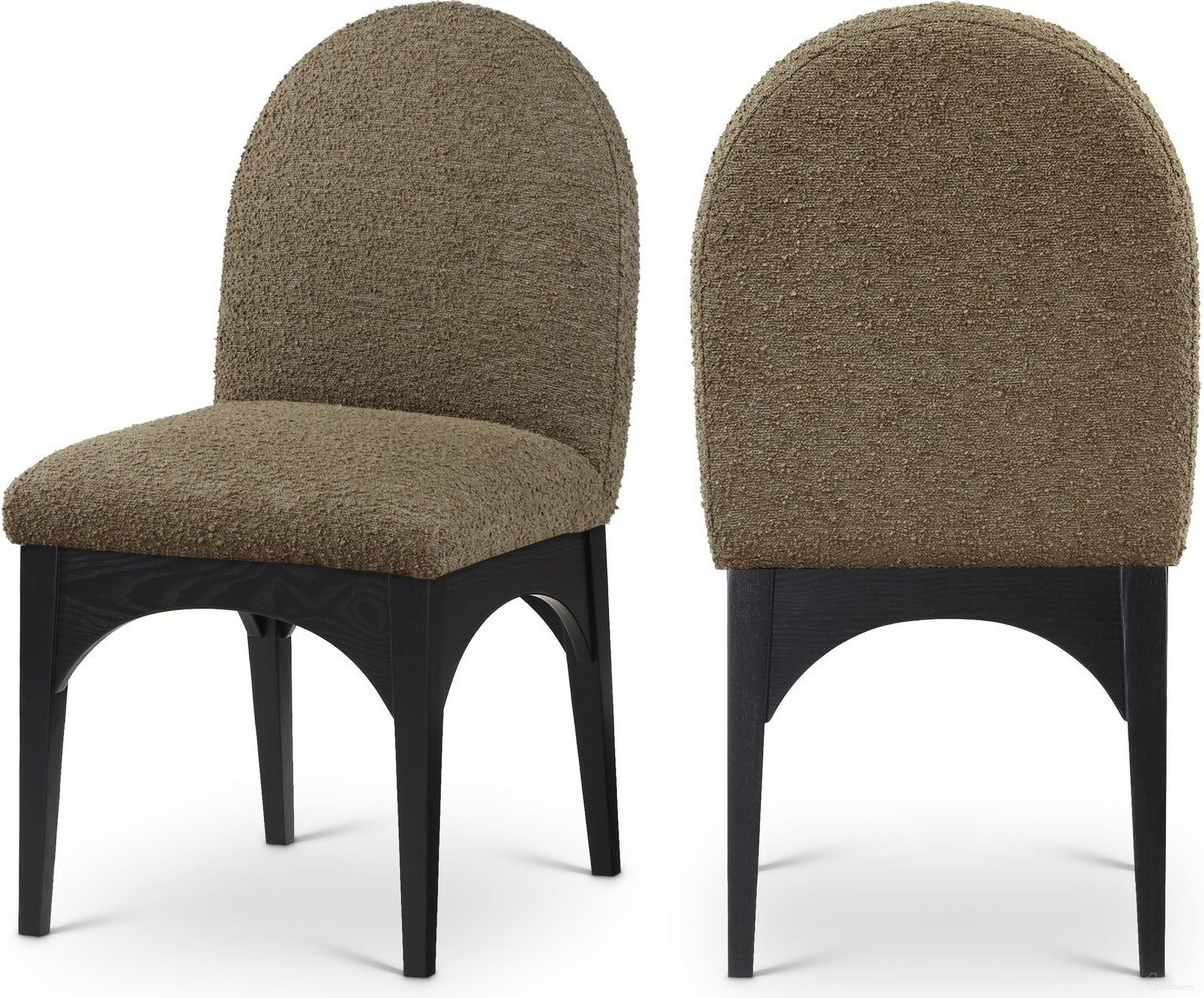 The appearance of Waldorf Boucle Fabric Dining Side Chair In Olive/Black designed by Meridian in the modern / contemporary interior design. This olive piece of furniture was selected by 1StopBedrooms from Waldorf Collection to add a touch of cosiness and style into your home. Sku: 381Olive-SC. Material: Wood. Chair Type: Side Chair.