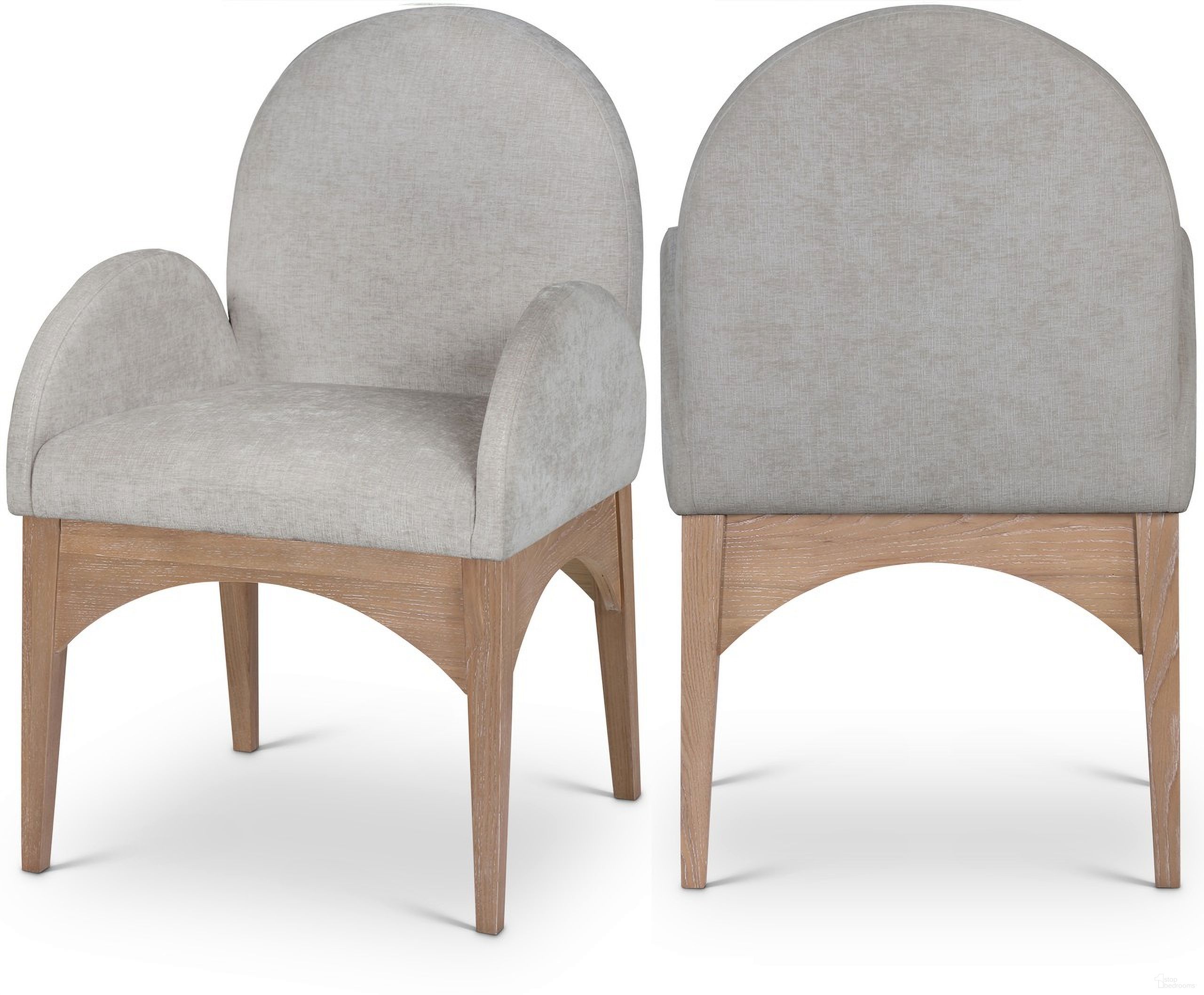 Waldorf Chenille Fabric Dining Arm Chair In Grey/Natural