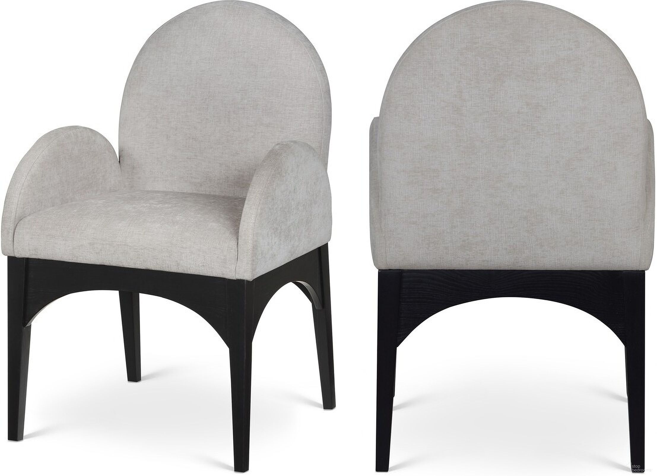 Waldorf Chenille Fabric Dining Arm Chair In Grey/Black