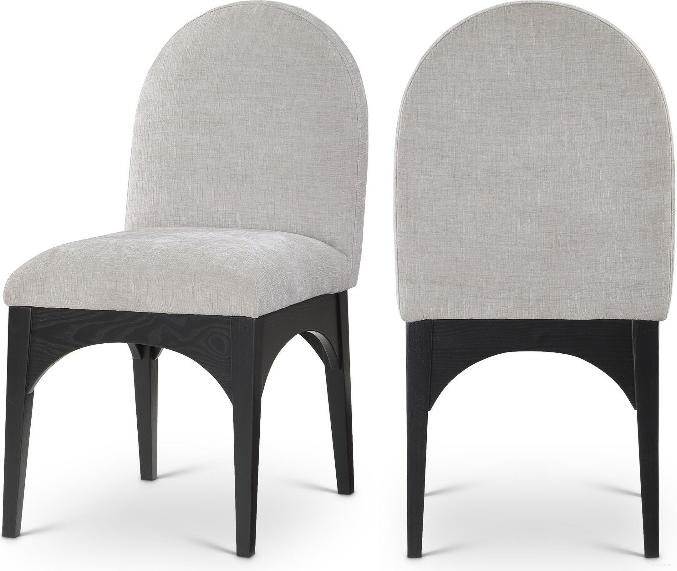 Waldorf Chenille Fabric Dining Side Chair In Grey/Black