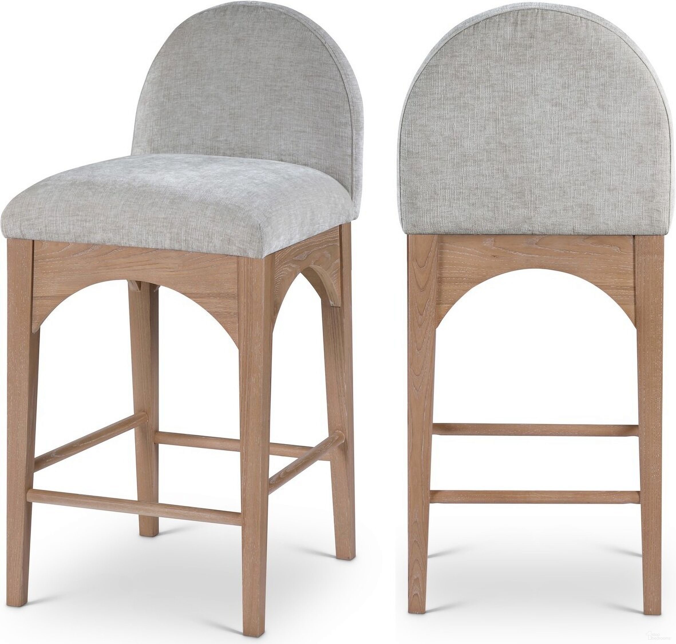 Waldorf Chenille Fabric Stool In Grey/Natural