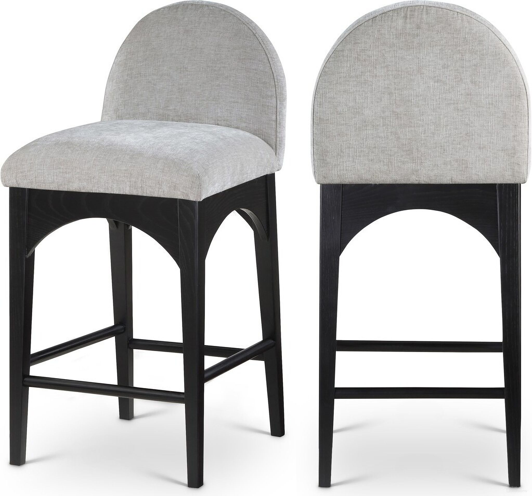 Waldorf Chenille Fabric Stool In Grey/Black