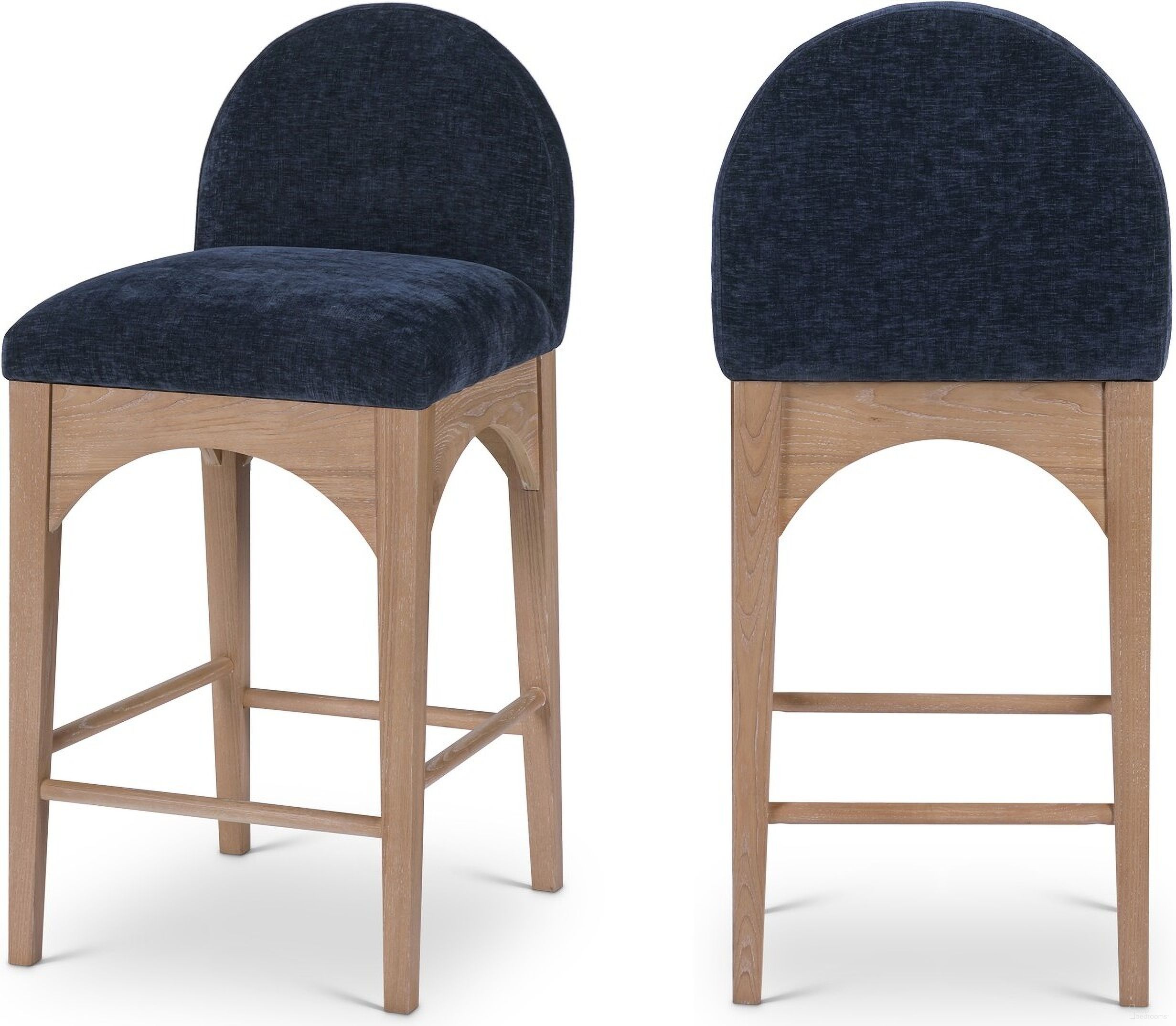 Waldorf Chenille Fabric Stool In Navy