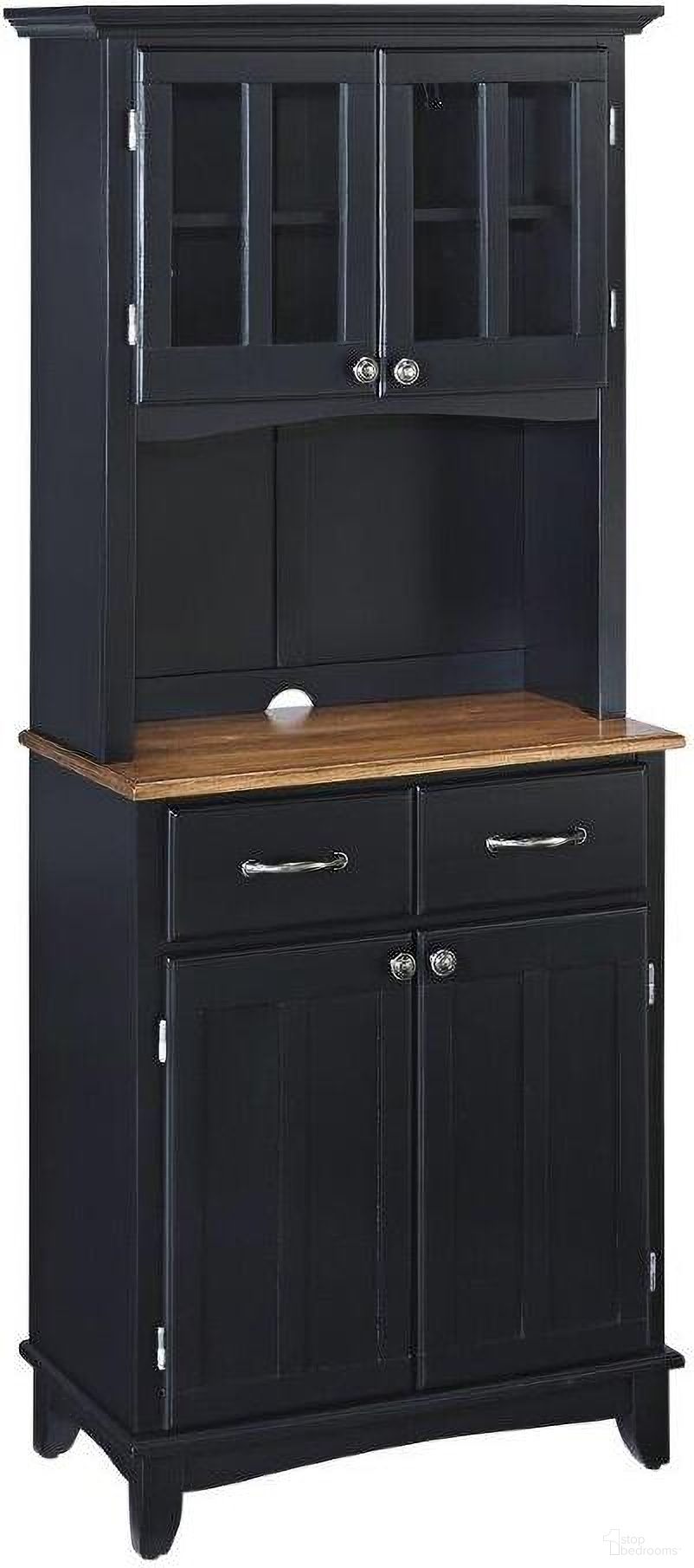 The appearance of Walker Black Buffet with Hutch 5001-0046-42 designed by Homestyles in the traditional interior design. This walnut and black piece of furniture was selected by 1StopBedrooms from Walker Collection to add a touch of cosiness and style into your home. Sku: 5001-004;5001-304;5001-106. Material: Wood.