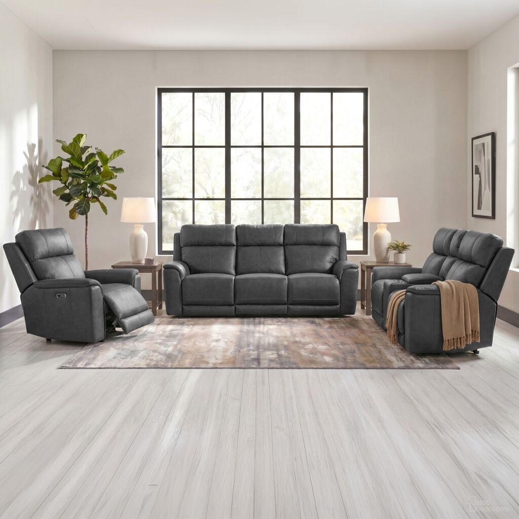 Walker Power Motion Living Room Set In Aline Anthracite