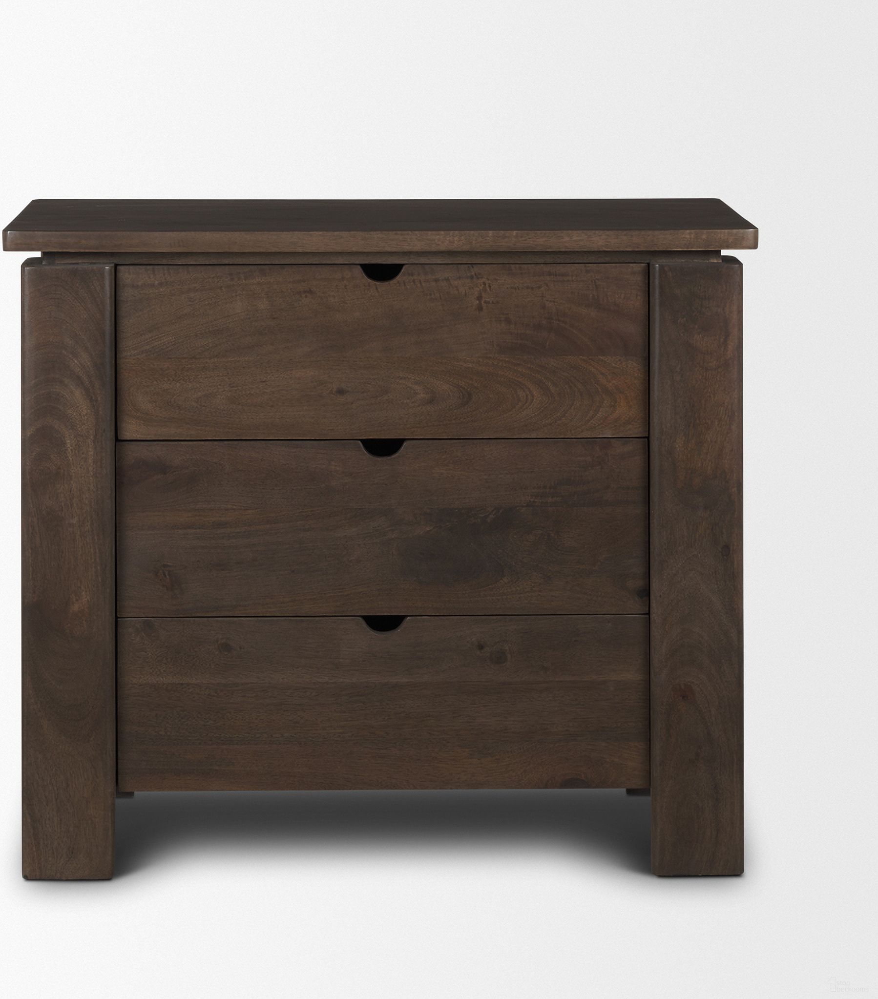 The appearance of Wallen Solid Wood 3 Drawer Accent Cabinet In Brown designed by Mercana in the modern / contemporary interior design. This brown piece of furniture  was selected by 1StopBedrooms from Wallen Collection to add a touch of cosiness and style into your home. Sku: 71009. Material: Solid Wood.