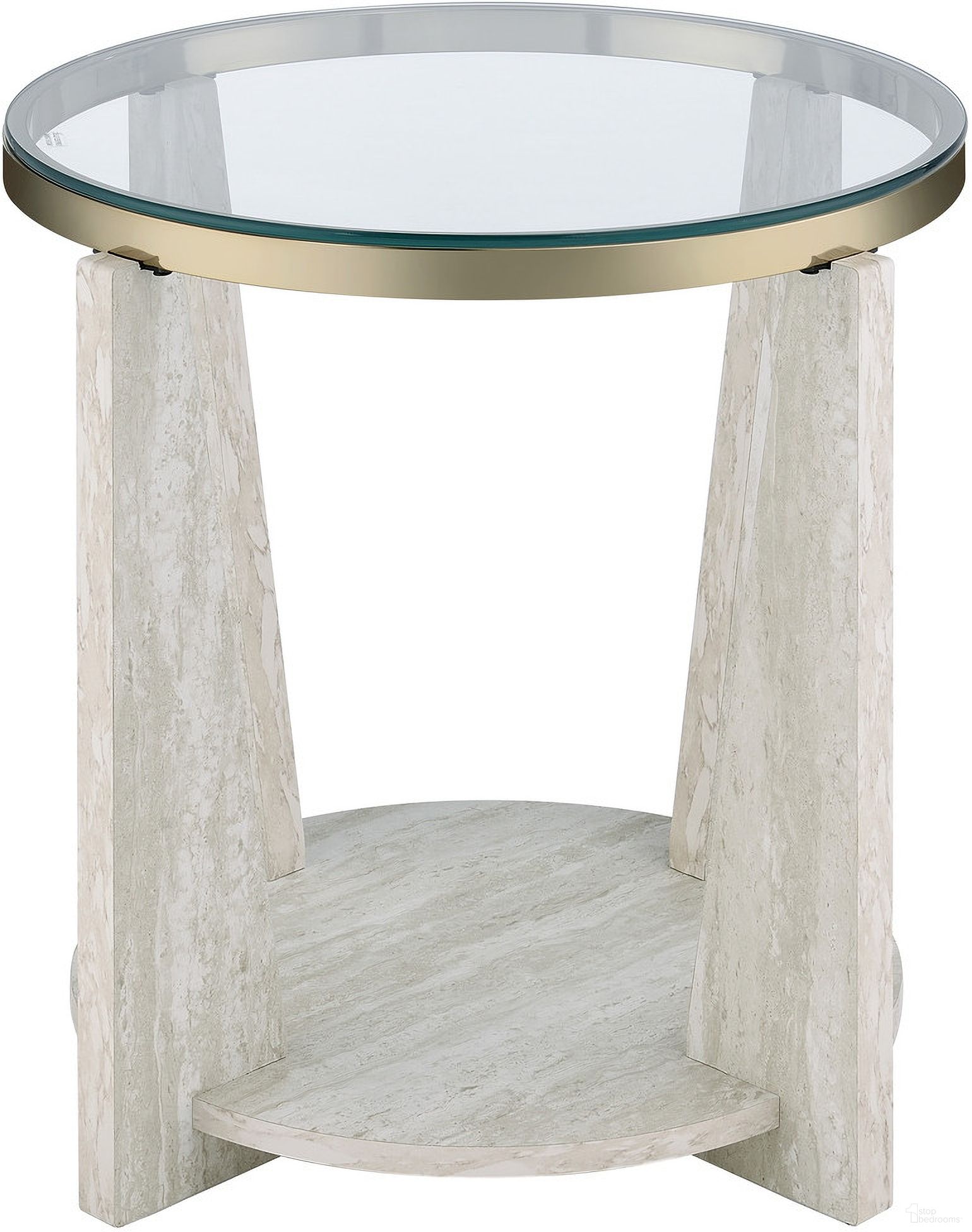 Wanda 24 Inch Round Glass Top End Table In Grey