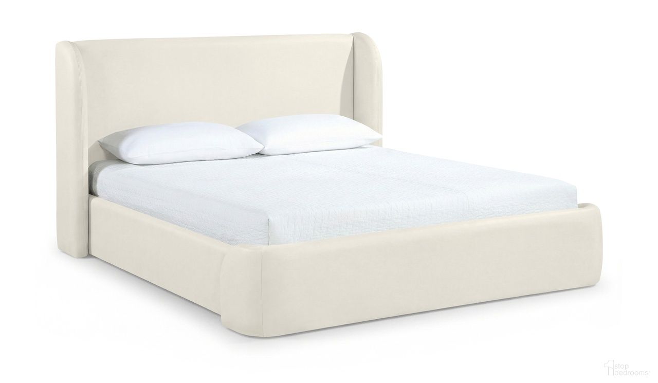 The appearance of Warby Vegan Leather Upholstered Full Bed In Cream designed by Meridian in the modern / contemporary interior design. This cream piece of furniture  was selected by 1StopBedrooms from Warby Collection to add a touch of cosiness and style into your home. Sku: WarbyCream-F Box 1/2 (Headboard);WarbyCream-F Box 2/2 (Footboard / Rails / Slats / Wings / Hardware). Bed Type: Platform Bed. Bed Size: Full. Material: Foam.