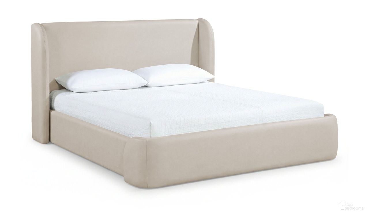 Warby Vegan Leather Upholstered Queen Bed In Taupe