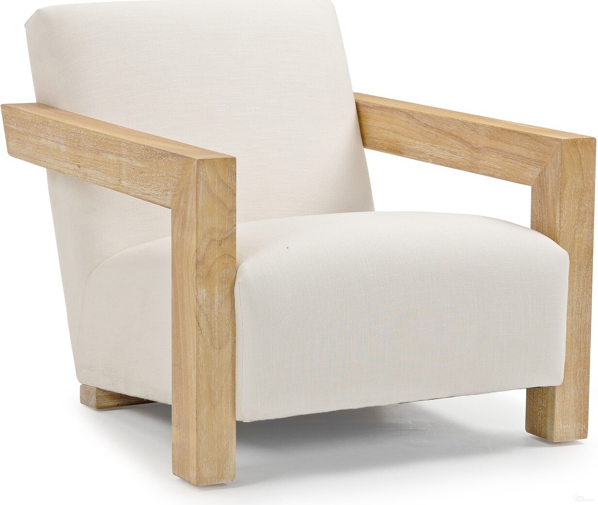 Ward Linen Textured Fabric Accent Chair In Cream/Natural