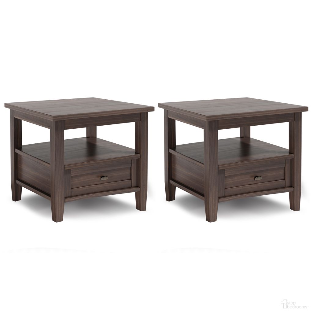 Warm Shaker 20 Inch Solid Wood End Table In Warm Walnut Brown