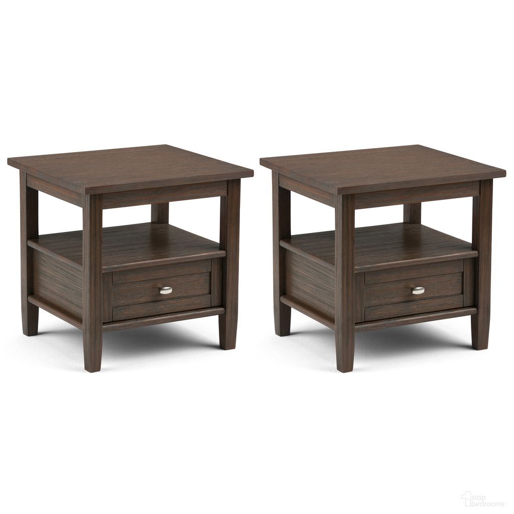 Warm Shaker 20 Inch Solid Wood End Table Set of 2 In Farmhouse Brown