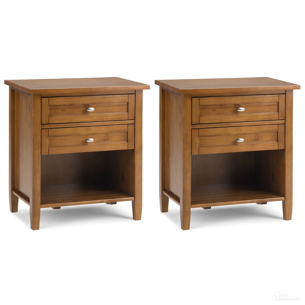 Warm Shaker 24 Inch Solid Wood Night Stand Set of 2 In Light Golden Brown