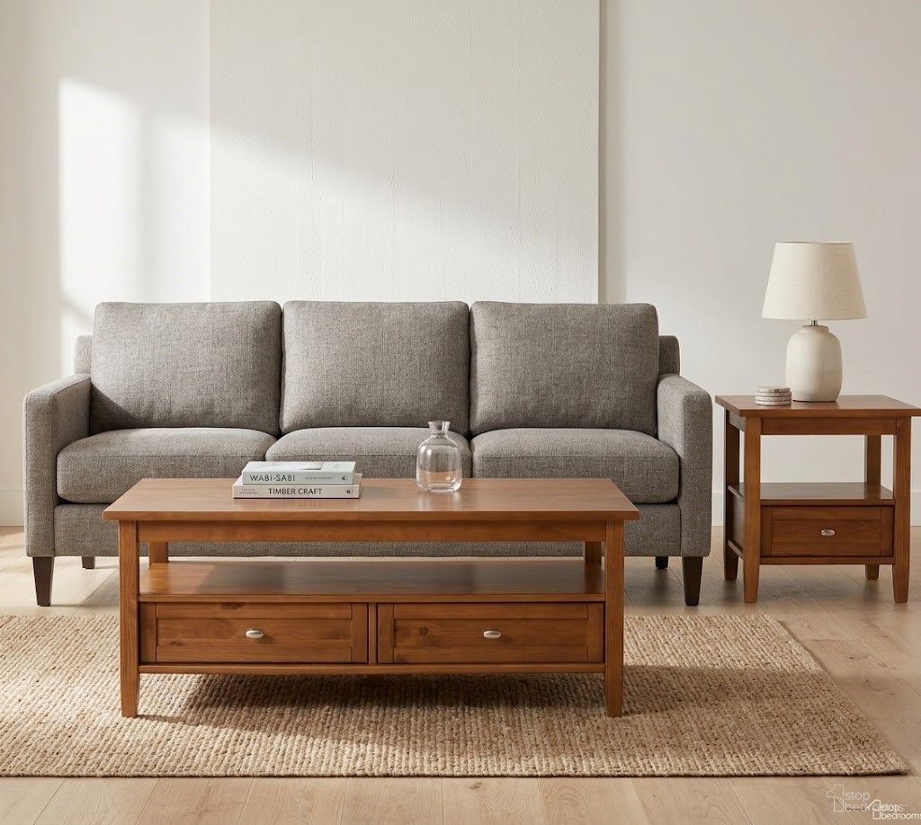 Warm Shaker Occasional Table Set In Light Golden Brown