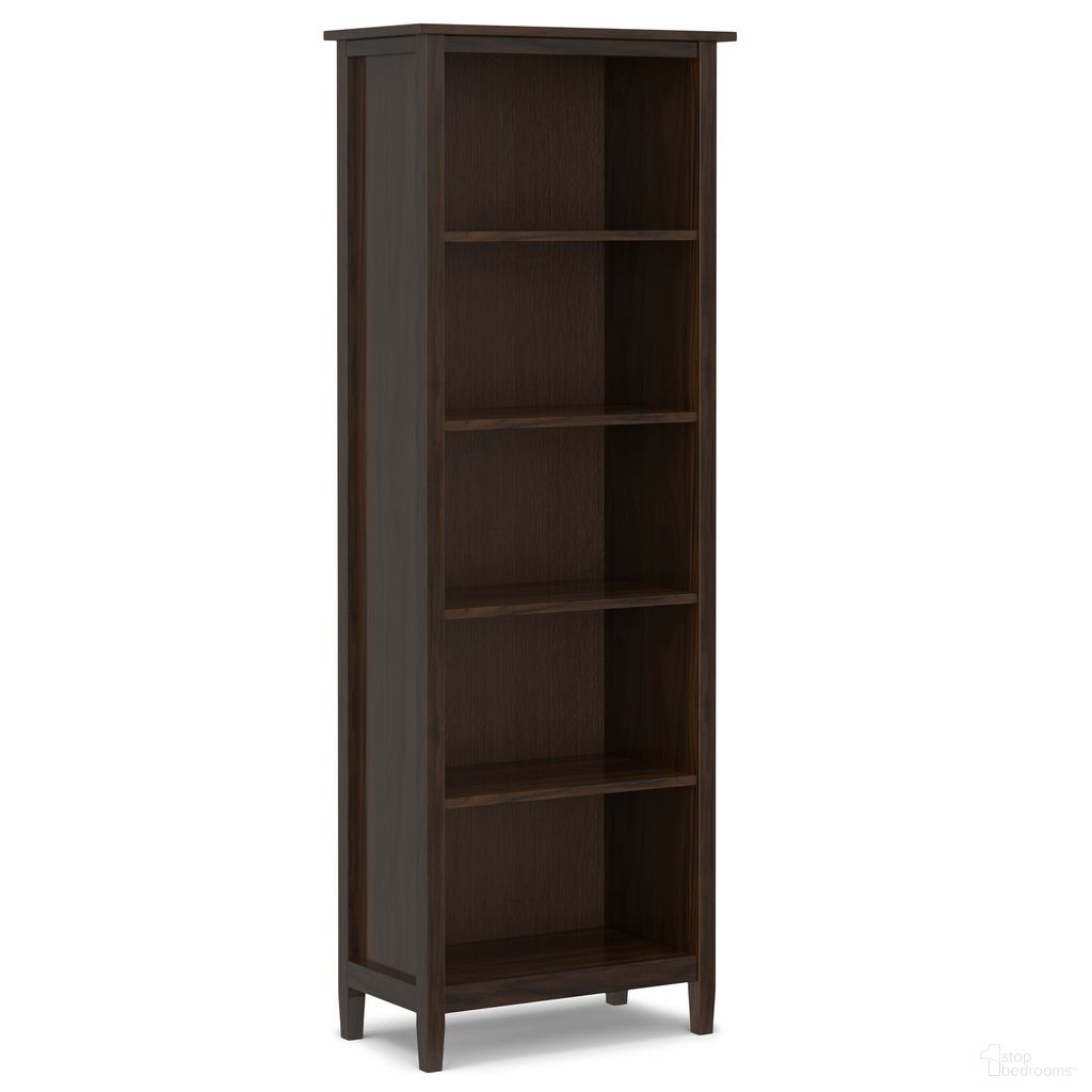 The appearance of Warm Shaker Solid Wood 5 Shelf Bookcase In Tobacco Brown designed by Simpli Home in the transitional interior design. This tobacco brown piece of furniture was selected by 1StopBedrooms from Warm Shaker Collection to add a touch of cosiness and style into your home. Sku: AXCWSH09-TB. Material: Pine.