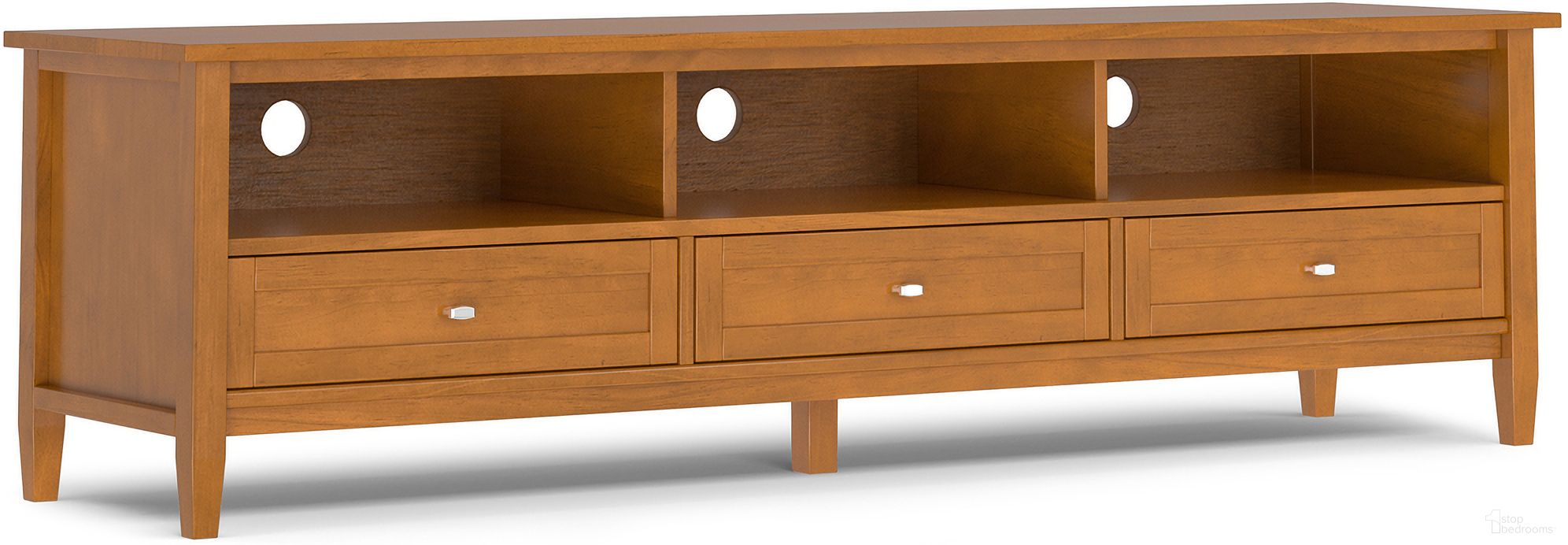 Warm Shaker Solid Wood 72 Inch Low TV Media Stand In Light Golden Brown