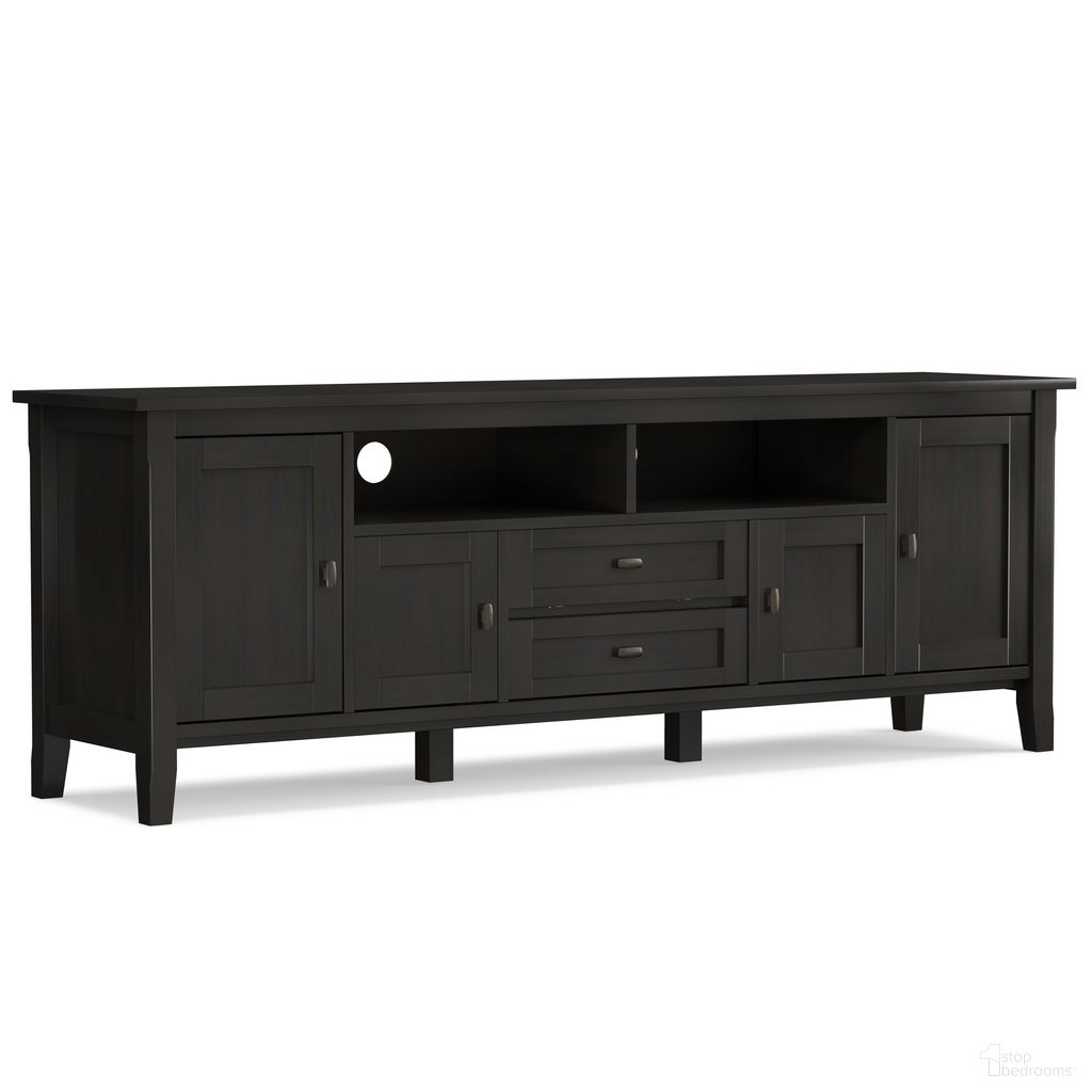 Warm Shaker Solid Wood 72 Inch TV Media Stand In Hickory Brown