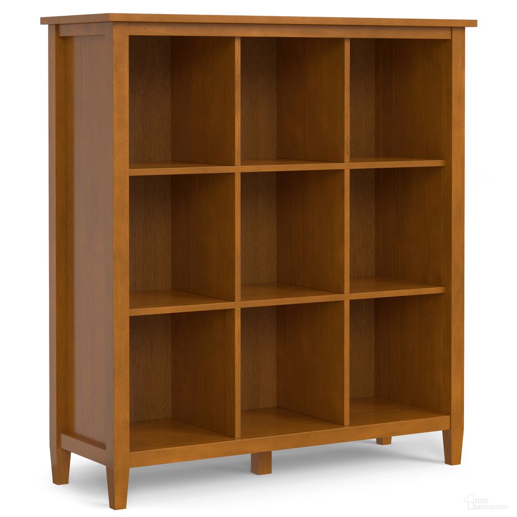 The appearance of Warm Shaker Solid Wood 9 Cube Storage In Light Golden Brown designed by Simpli Home in the transitional interior design. This light golden brown piece of furniture was selected by 1StopBedrooms from Warm Shaker Collection to add a touch of cosiness and style into your home. Sku: AXCWSH21-LGB. Material: Pine.