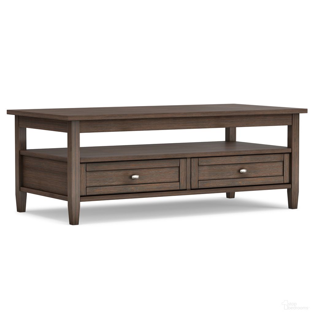 Warm Shaker Solid Wood Coffee Table In Farmhouse Brown