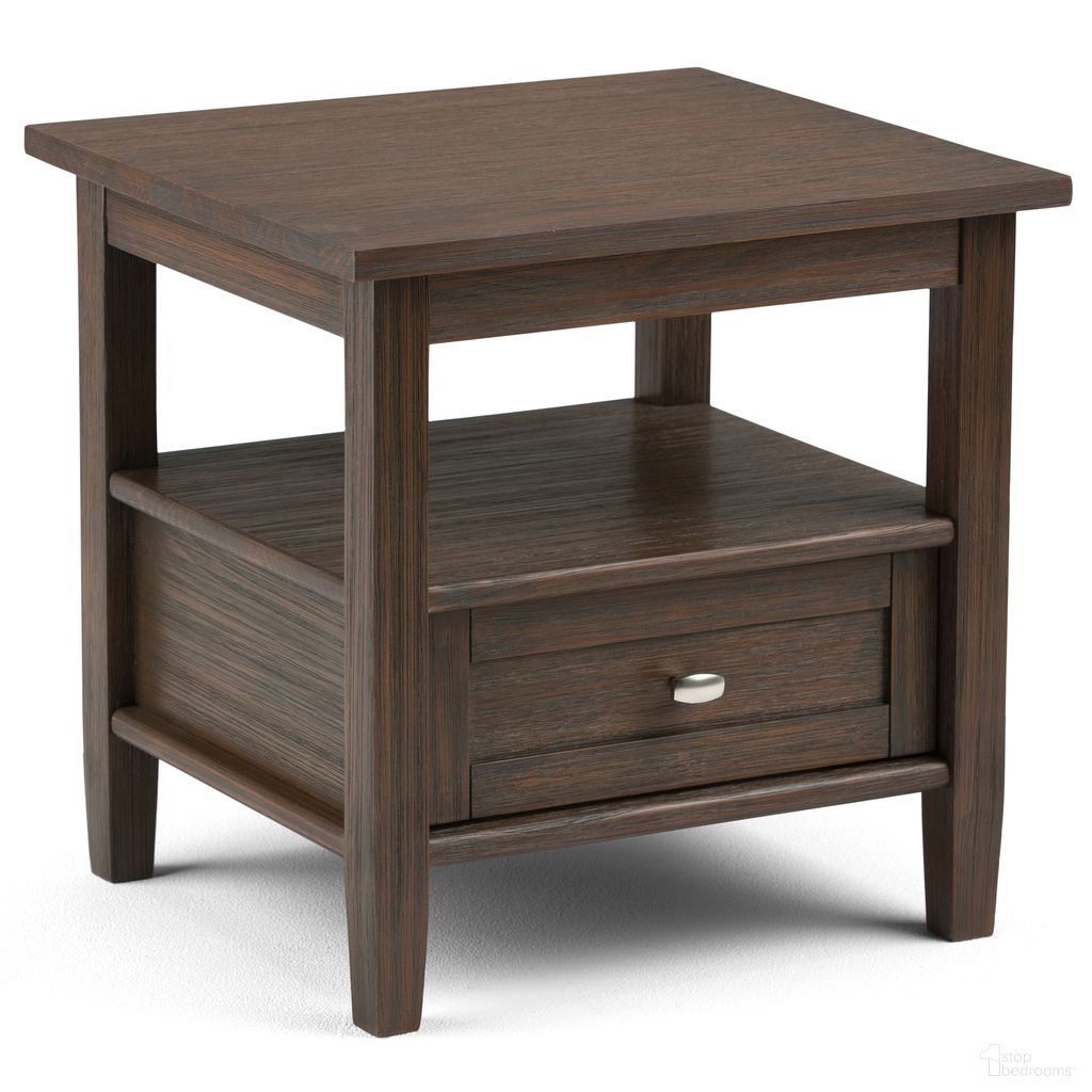 Warm Shaker Solid Wood End Table In Farmhouse Brown