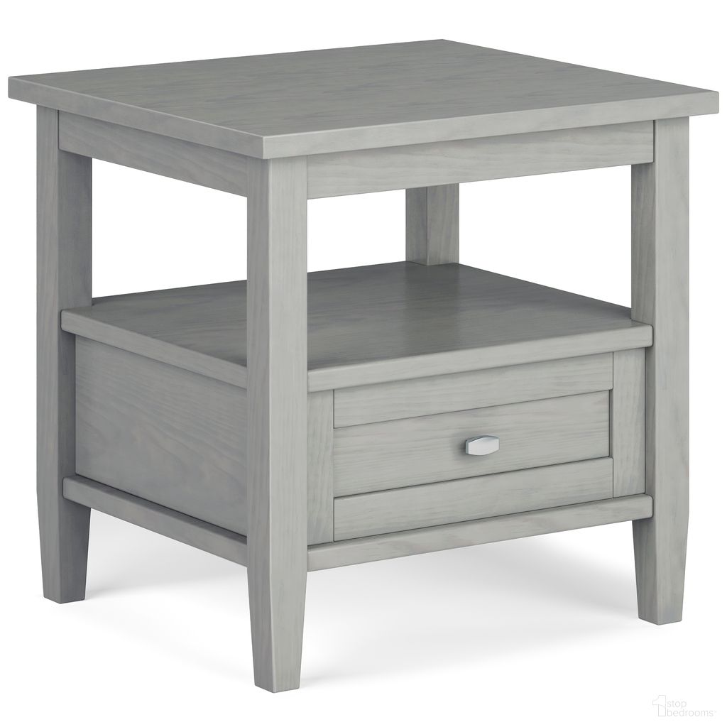 Warm Shaker Solid Wood End Table In Fog Grey