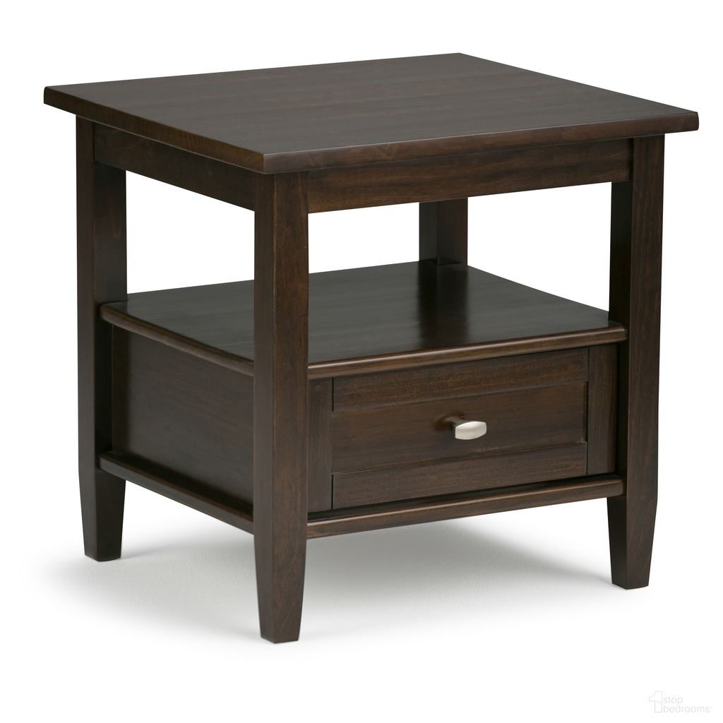 Warm Shaker Solid Wood End Table In Tobacco Brown