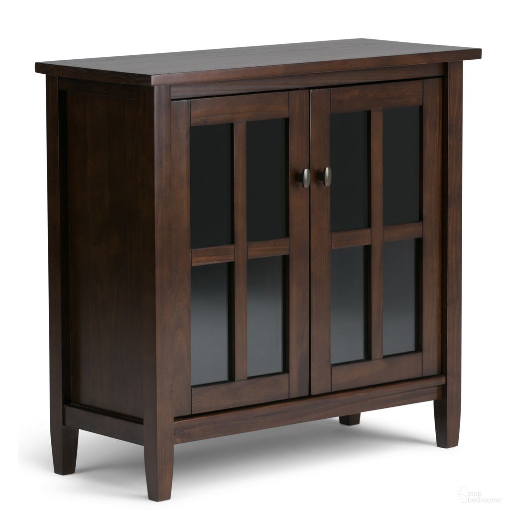 The appearance of Warm Shaker Solid Wood Low Storage Cabinet In Tobacco Brown designed by Simpli Home in the transitional interior design. This tobacco brown piece of furniture  was selected by 1StopBedrooms from Warm Shaker Collection to add a touch of cosiness and style into your home. Sku: AXWSH009-TB. Material: Pine.