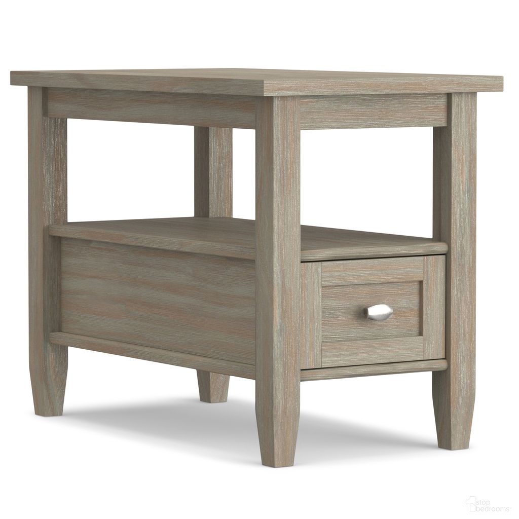 Warm Shaker Solid Wood Narrow Side Table In Distressed Grey