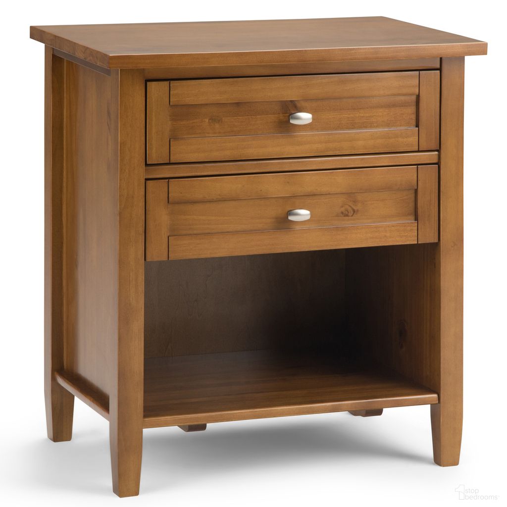 Warm Shaker Solid Wood Nightstand In Light Golden Brown